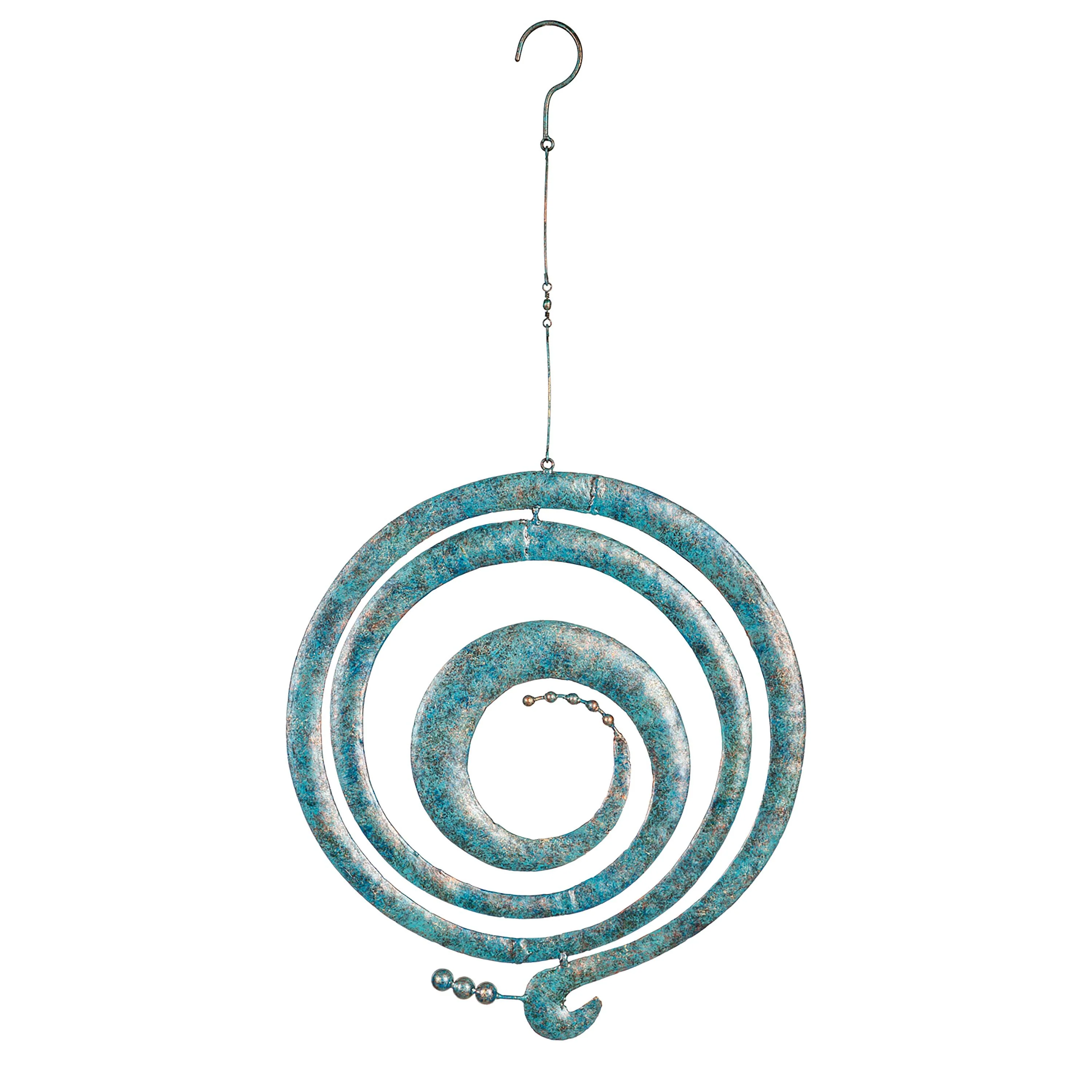 Distressed Blue Circle Metal Hanging Décor - Image 2