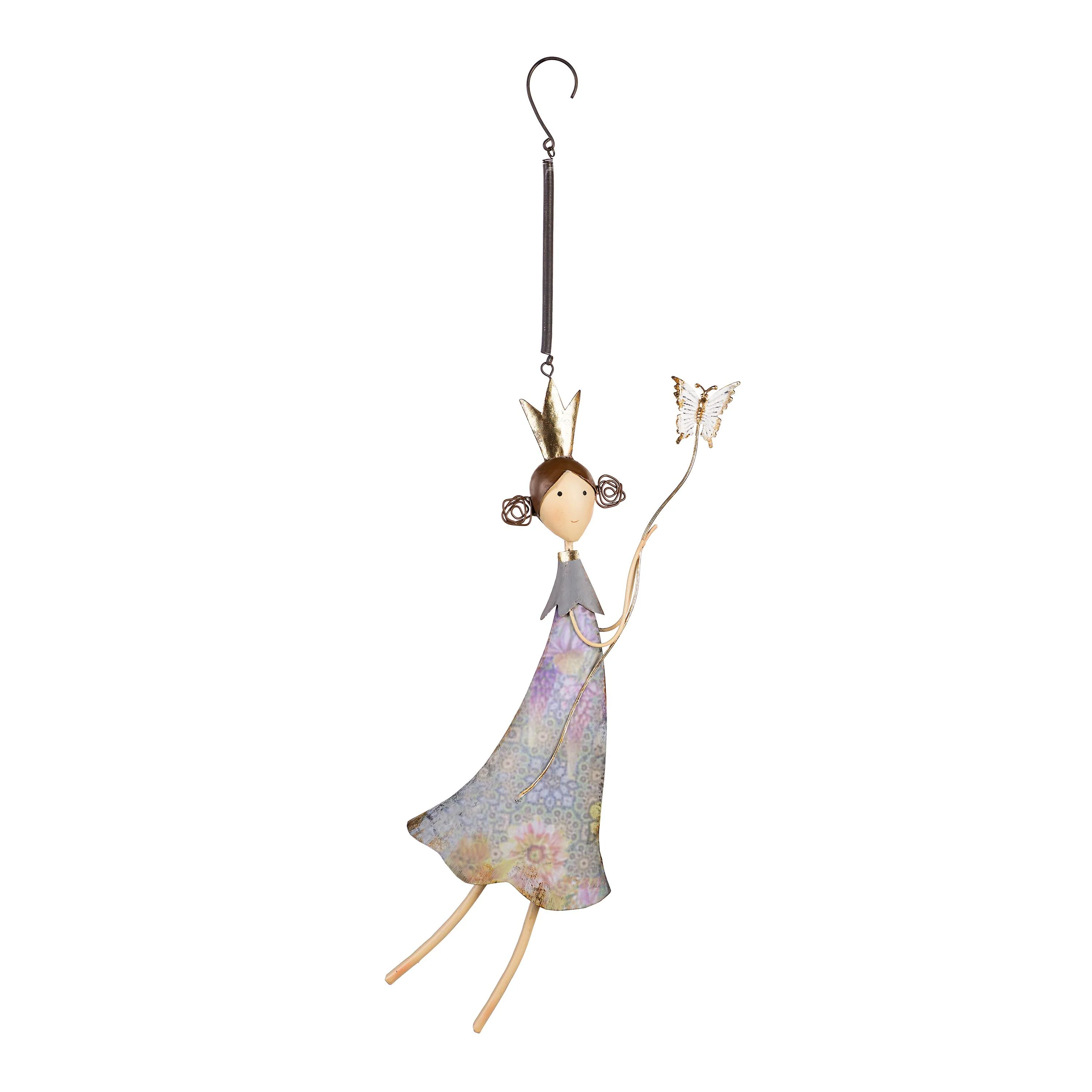 Fairies with Bugs Outdoor Hand-Painted Metal Hanging Décor, Set of 2 - Image 2