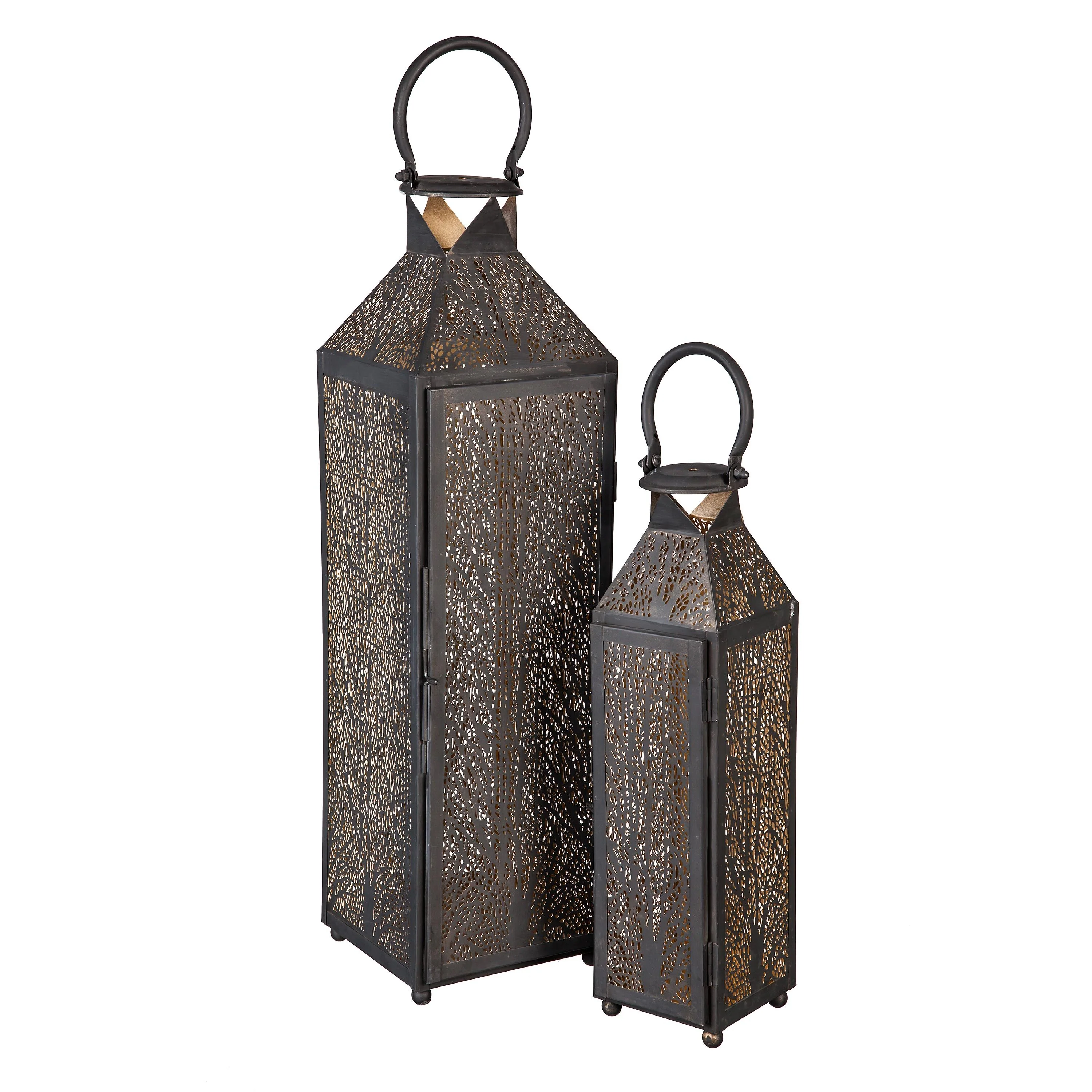 Etched Metal Candle Lanterns, Set of 2 - Image 2