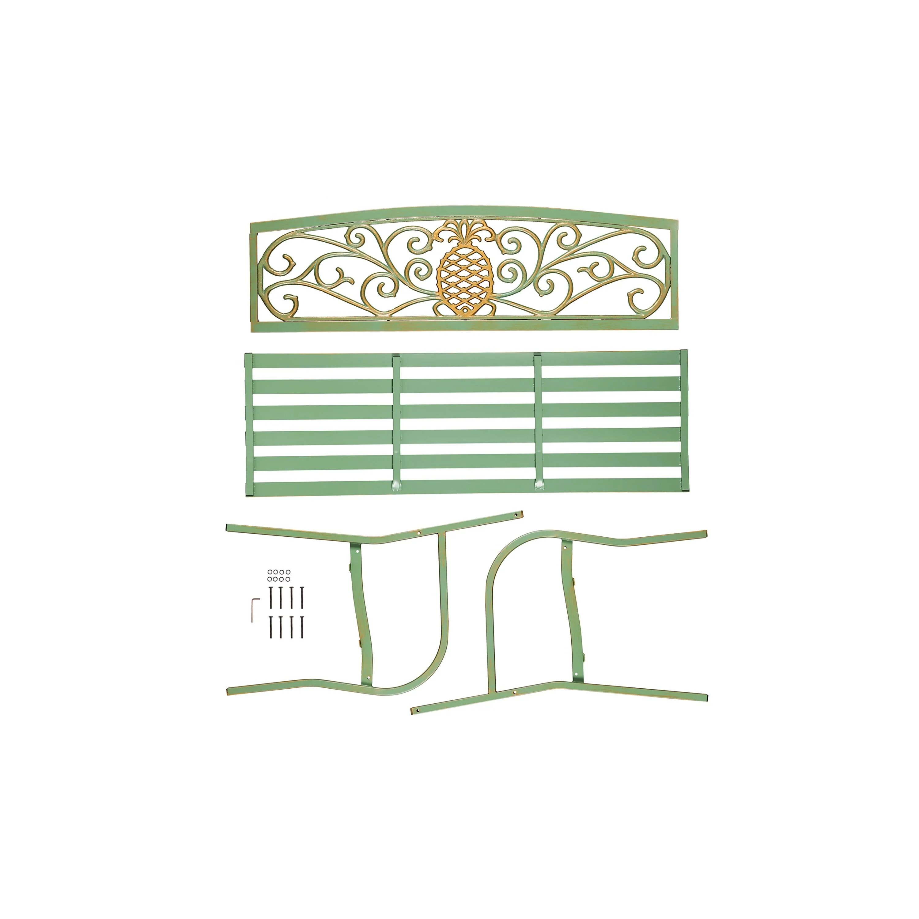 Pineapple Metal Garden Bench - Verdigris - Image 6