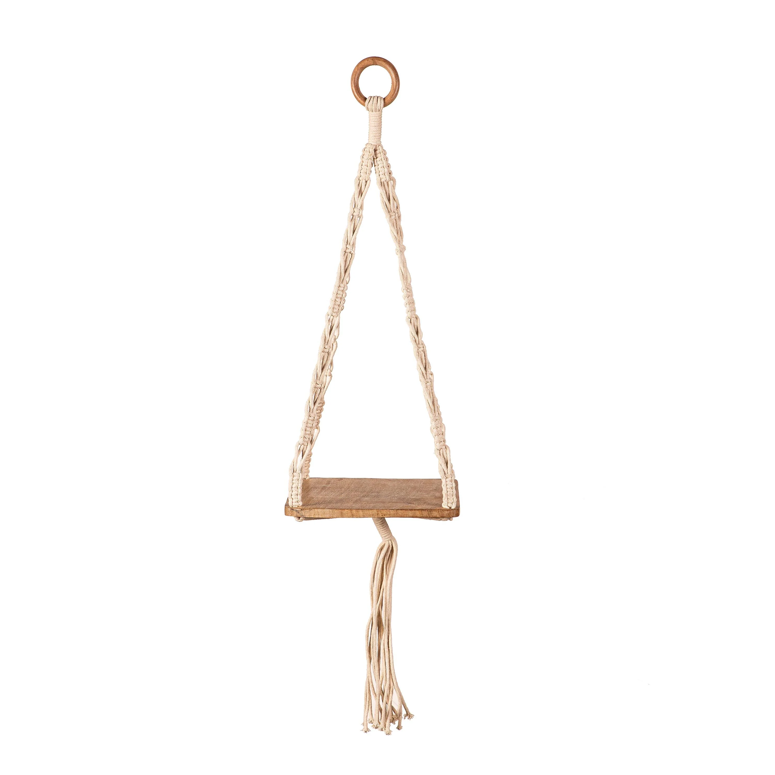 VivaStyle Plant Stand, Macrame & Wood, Hanging Plant Stand, 32" H, Set of 2 - Image 2
