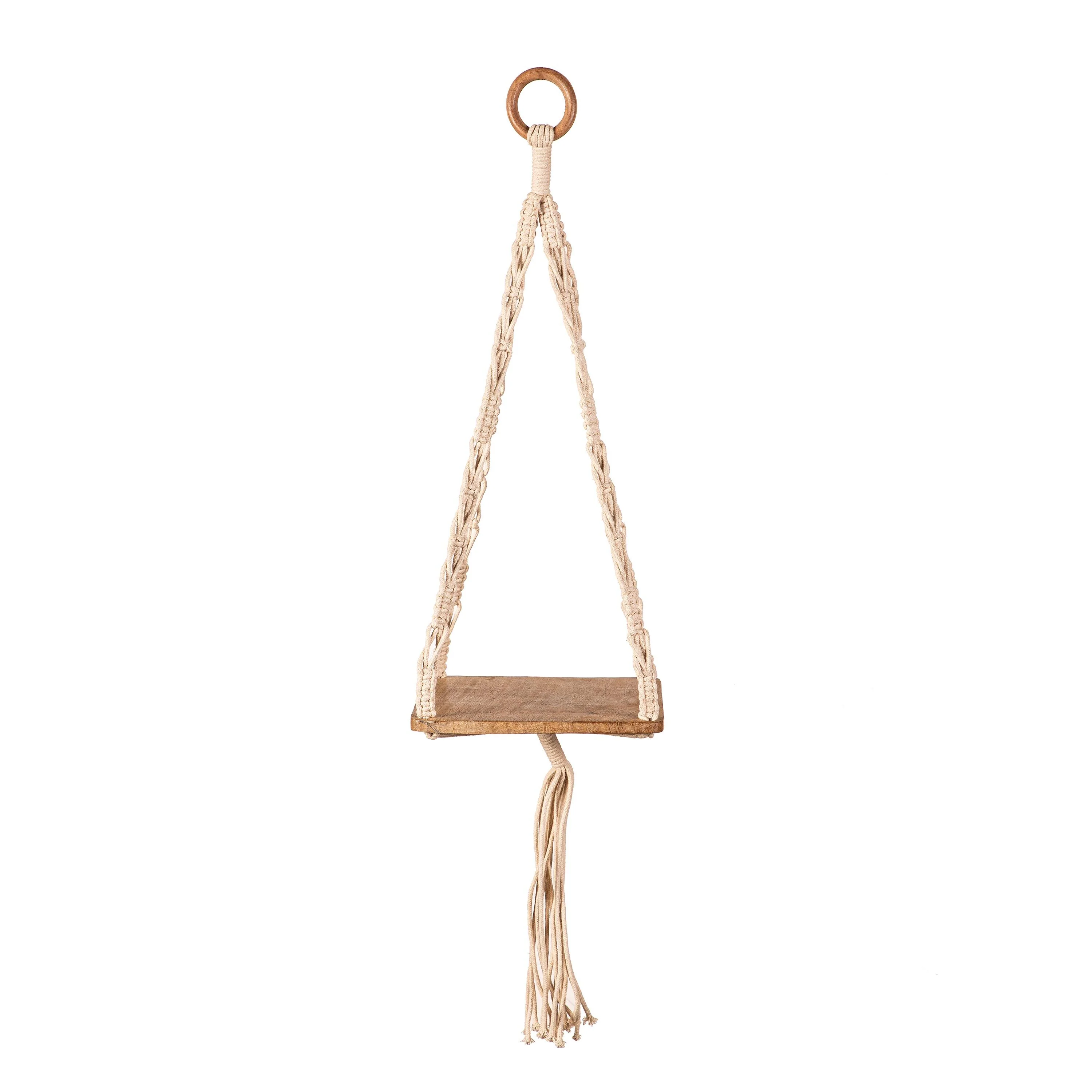 VivaStyle Plant Stand, Macrame & Wood, Hanging Plant Stand, 32" H, Set of 2 - Image 4