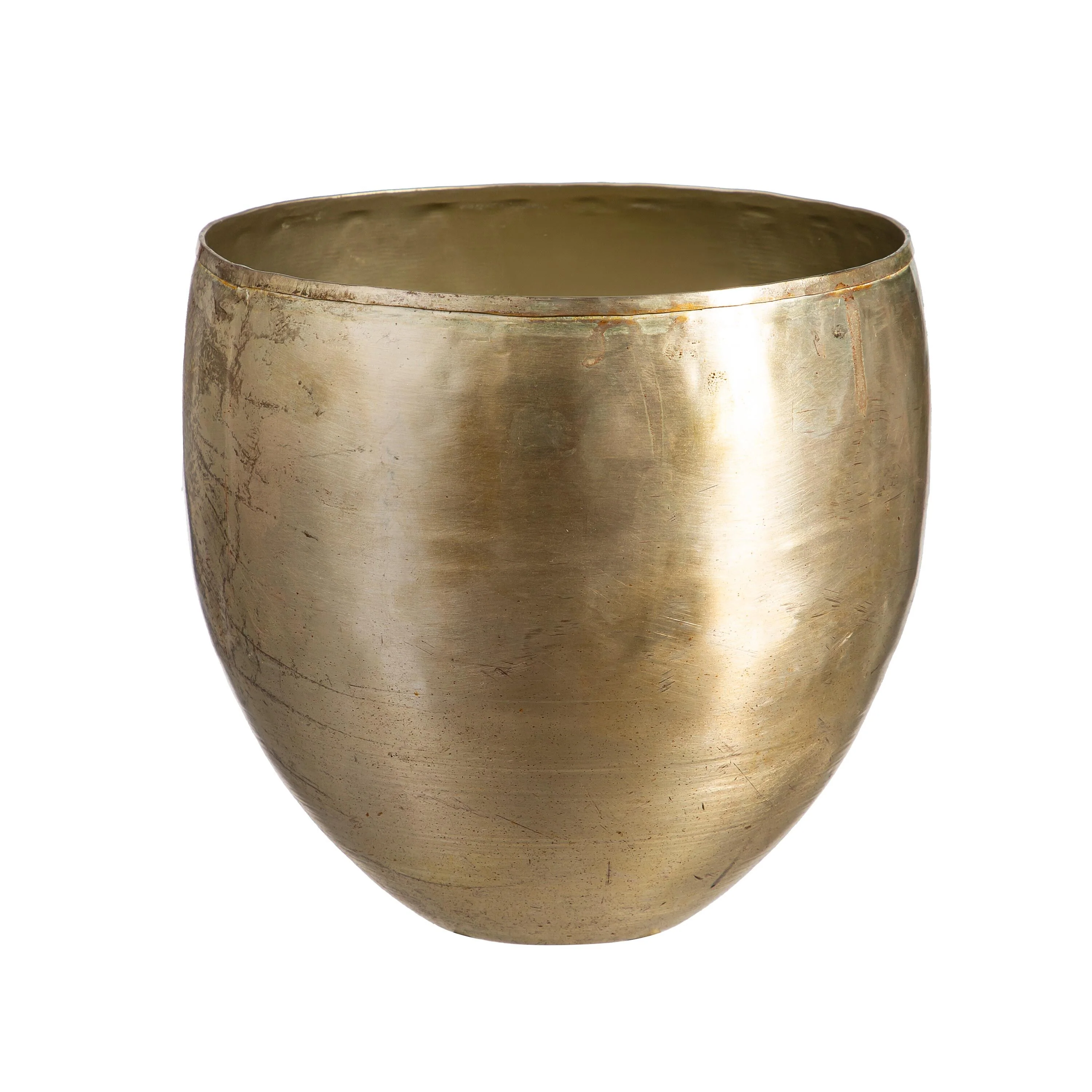 Glazed Metal Planter, Silver, Nested Set of 3 - Image 3