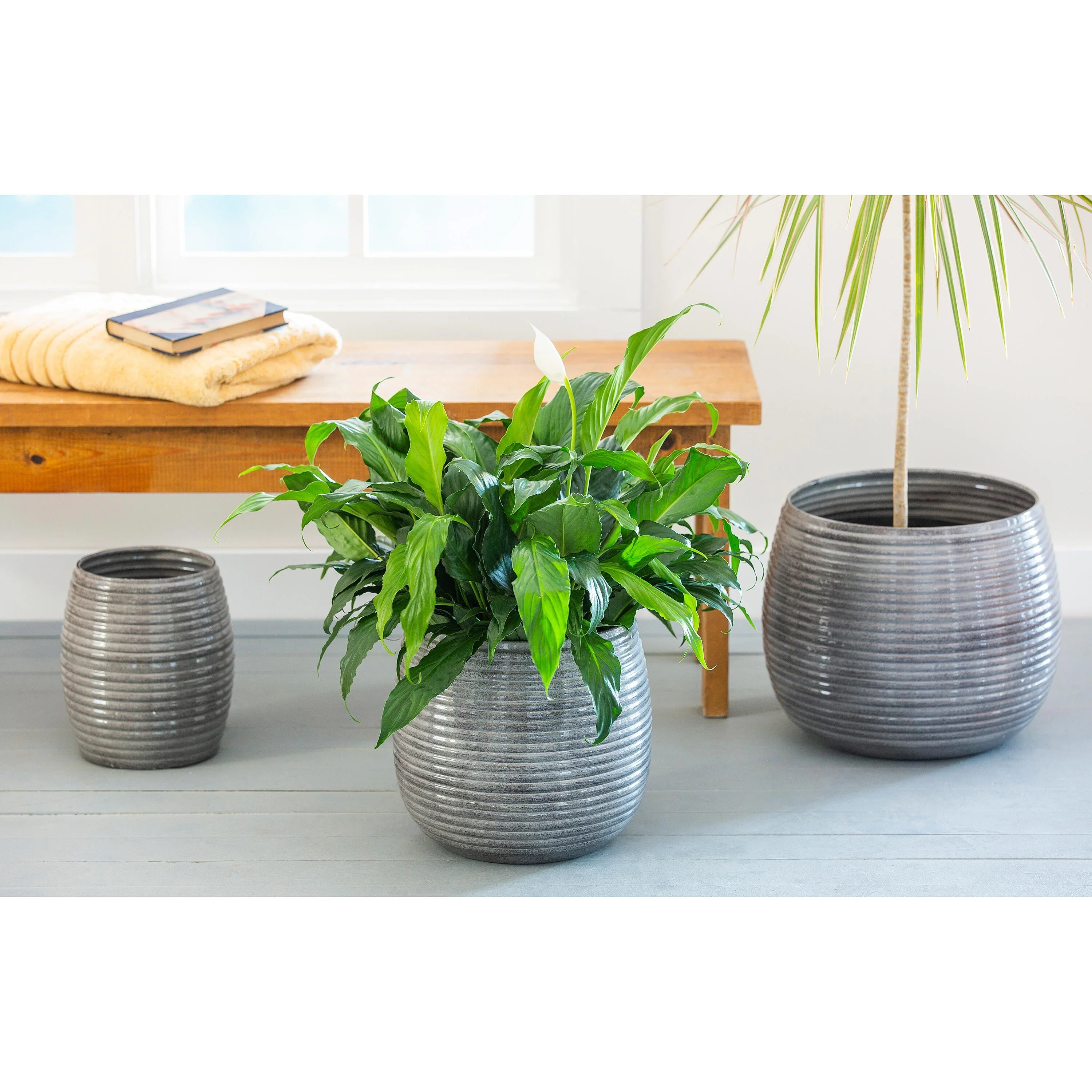 Metal Ribbed Planters, Set of 3 - Image 2