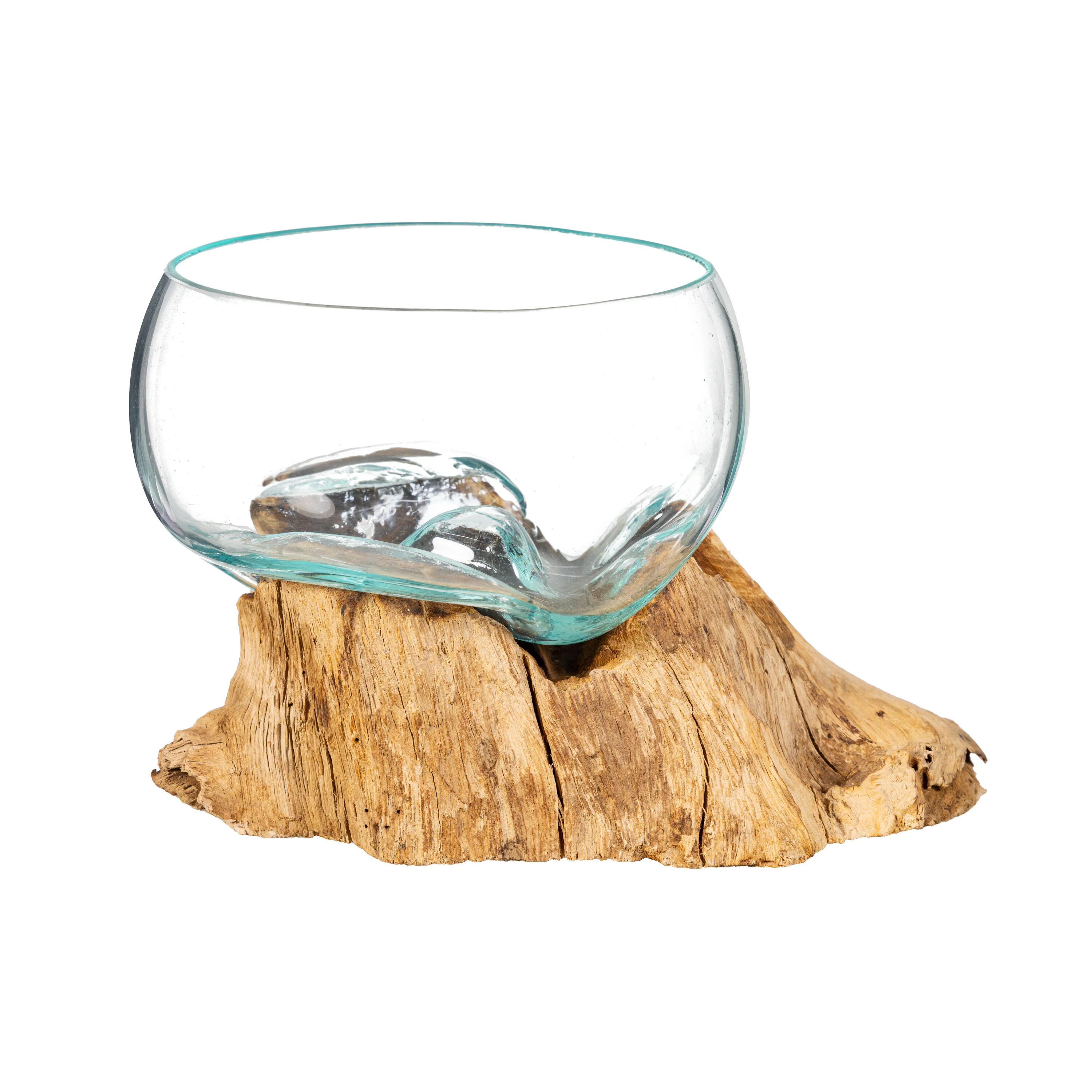 Small Recycled Glass Planter with Driftwood Base - Image 2