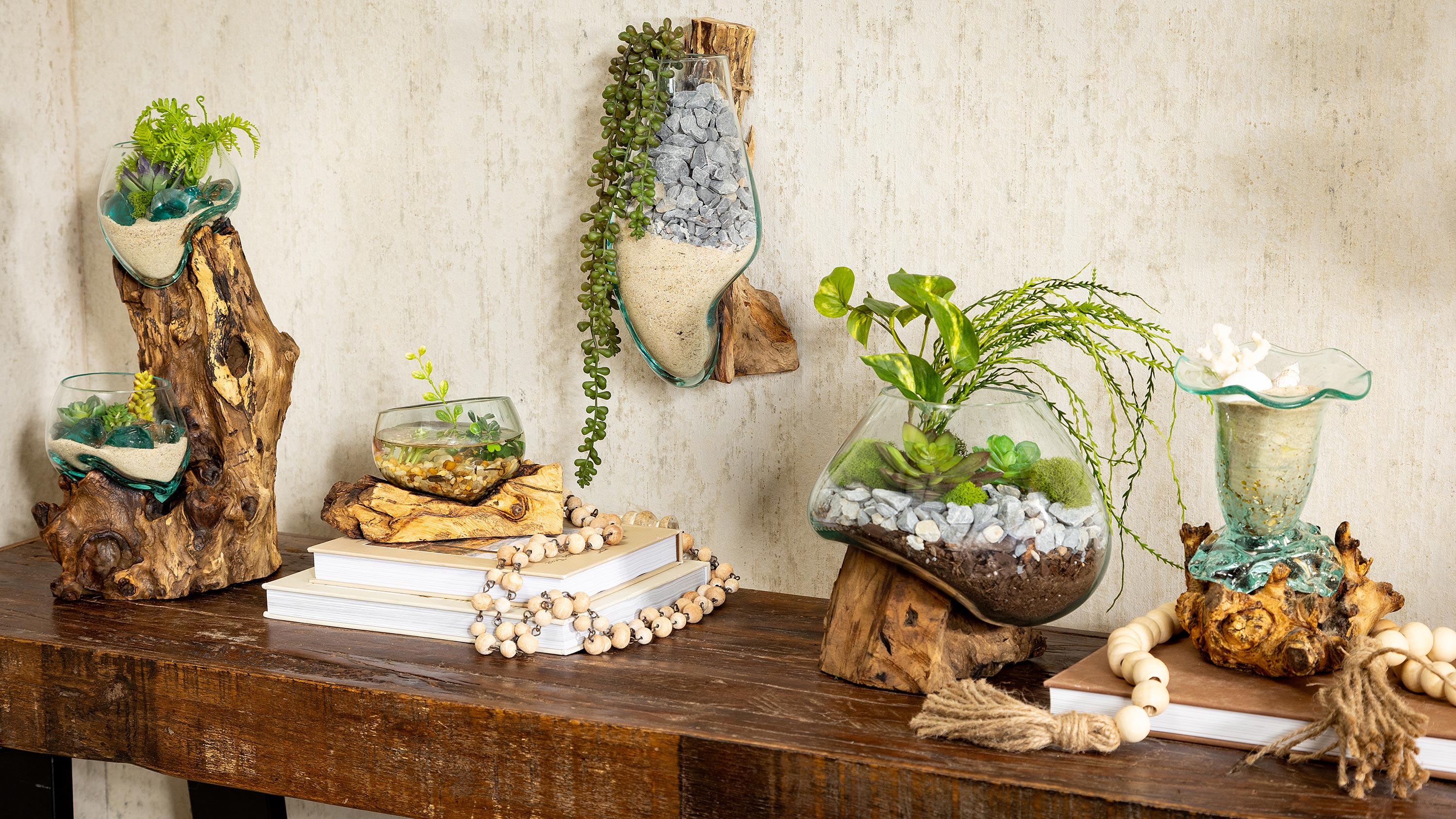 Wall Mounted Glass Planter on Driftwood - Image 4