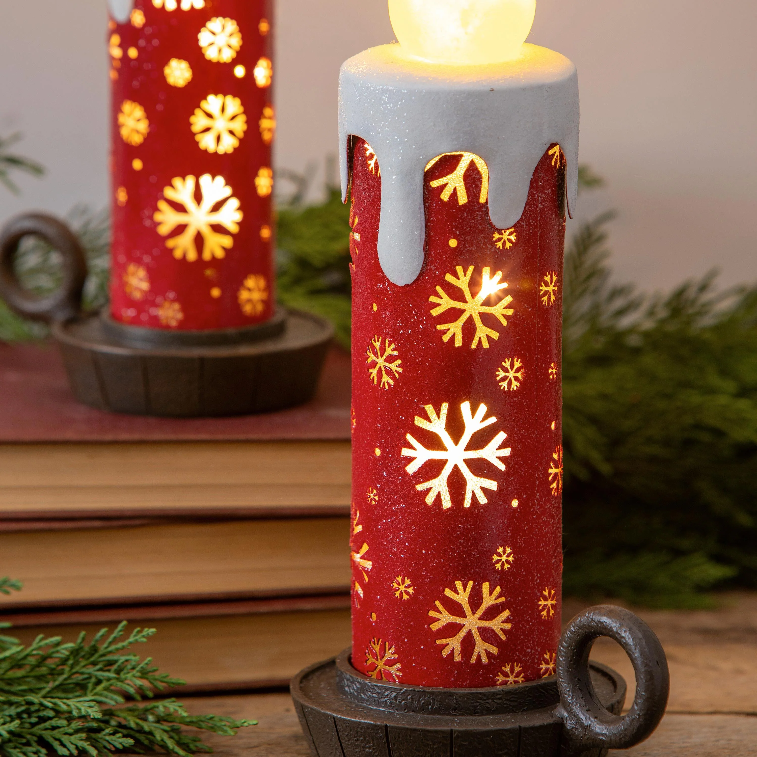 Lighted Snowflake Candlestick Table Décor, Set of 2 - Image 3