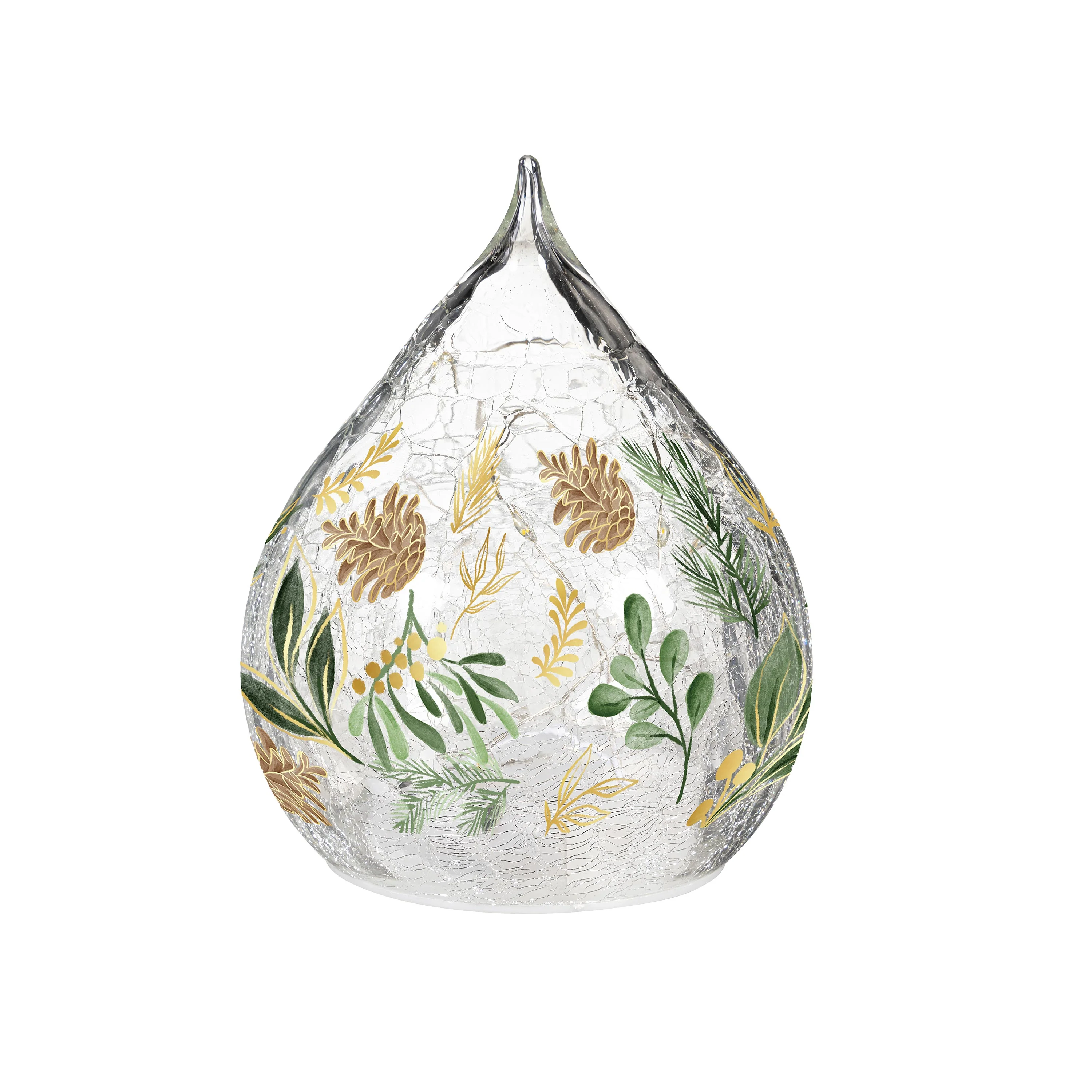 Shades of Emerald LED Table Décor Glass Teardrop, Set of 2 - Image 4