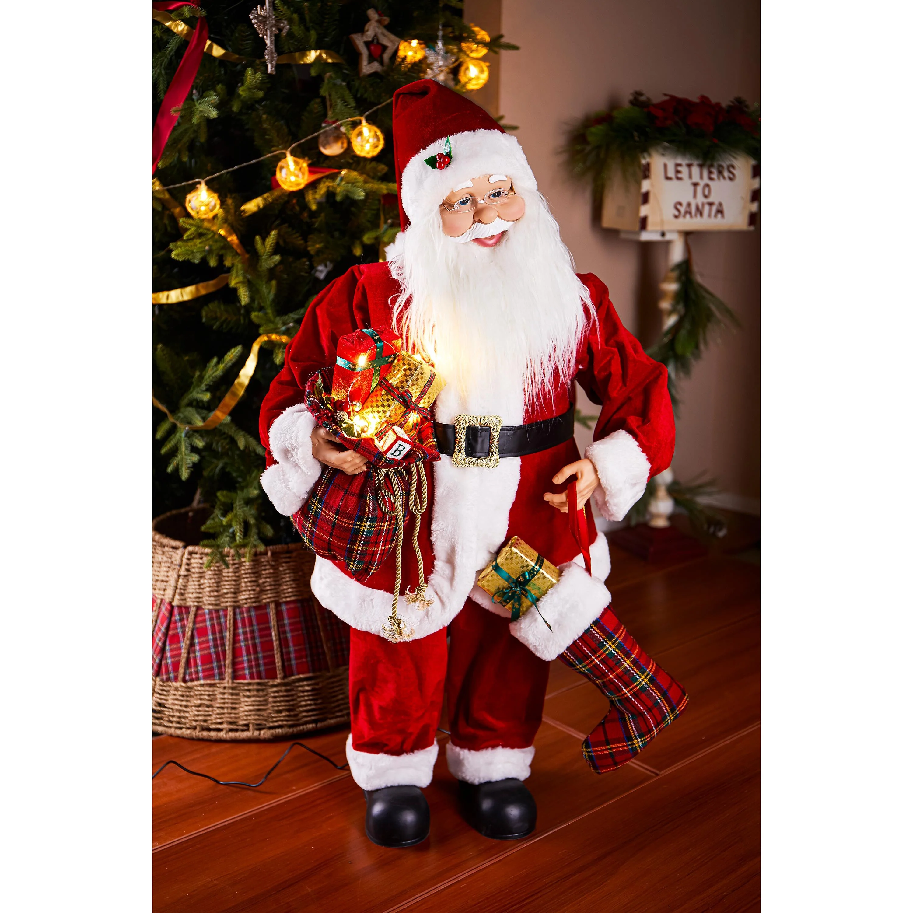 Traditional Santa LED Table Decor Dancing Santa Claus with Music, 39.5" - Image 2