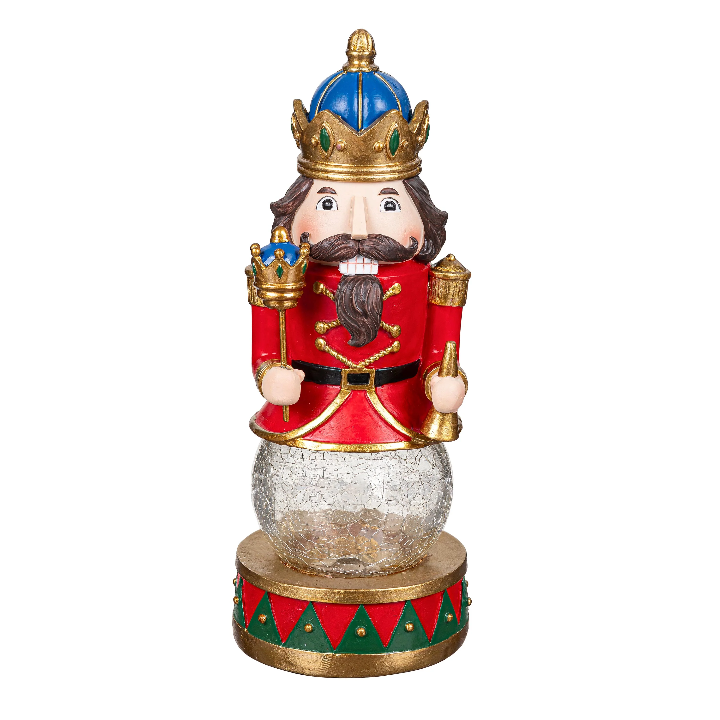 Joyful Traditions LED Table Decor Resin Nutcracker with Crackle Glass Globe, 9.25"H - Image 2