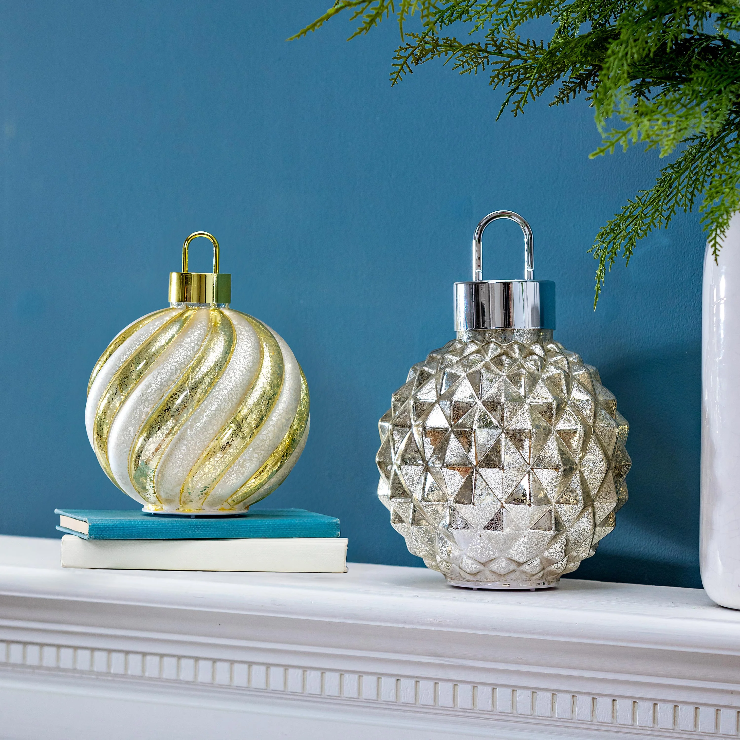Season to Sparkle LED Table Decor Ornament Shaped Rotating Glass, 12.25"H - Image 4