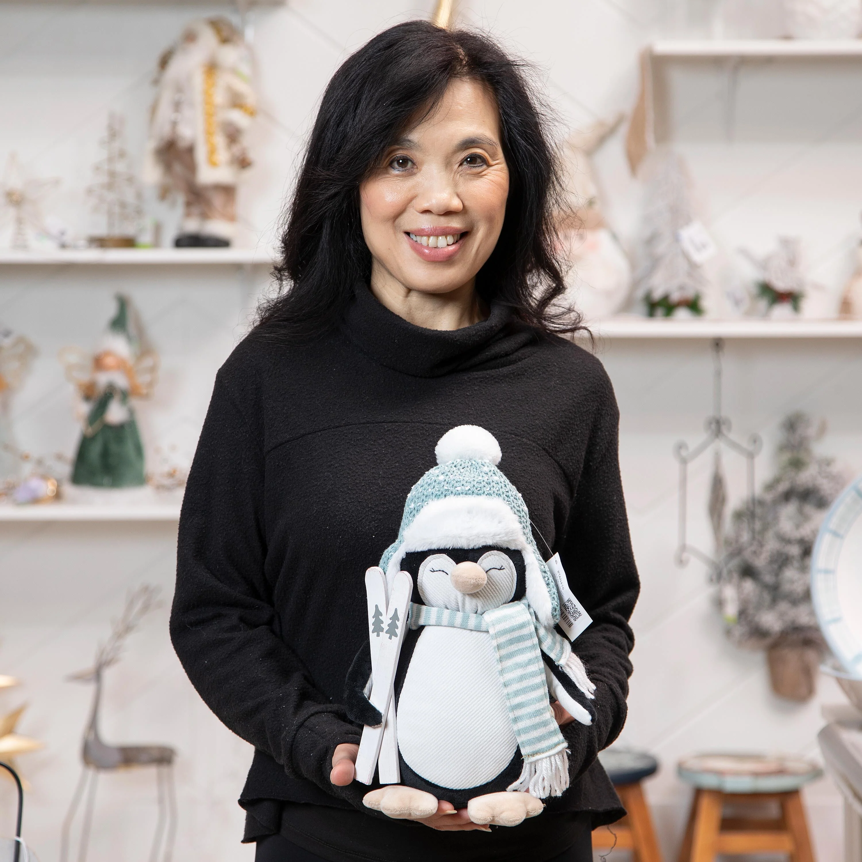 Season to Sparkle Table Decor Fabric Penguin with Skis, 12.5" - Image 2