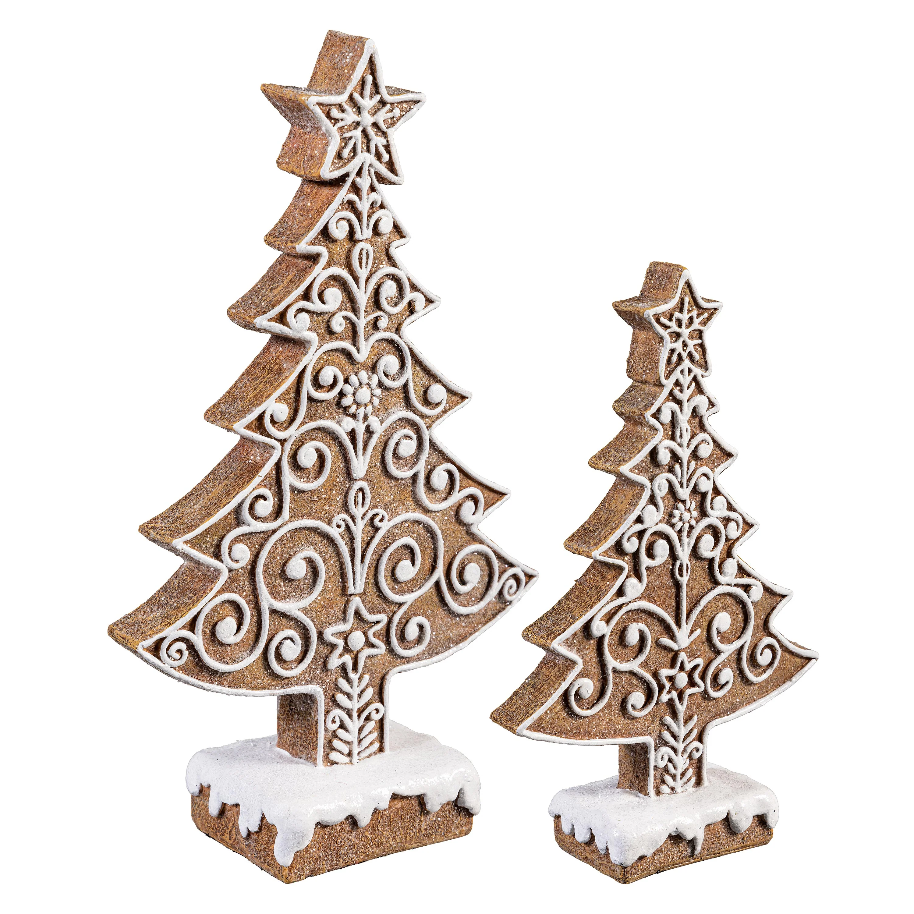 Sugar & Stripes Bright Table Décor Resin Gingerbread Tree, Set of 2 - Image 6