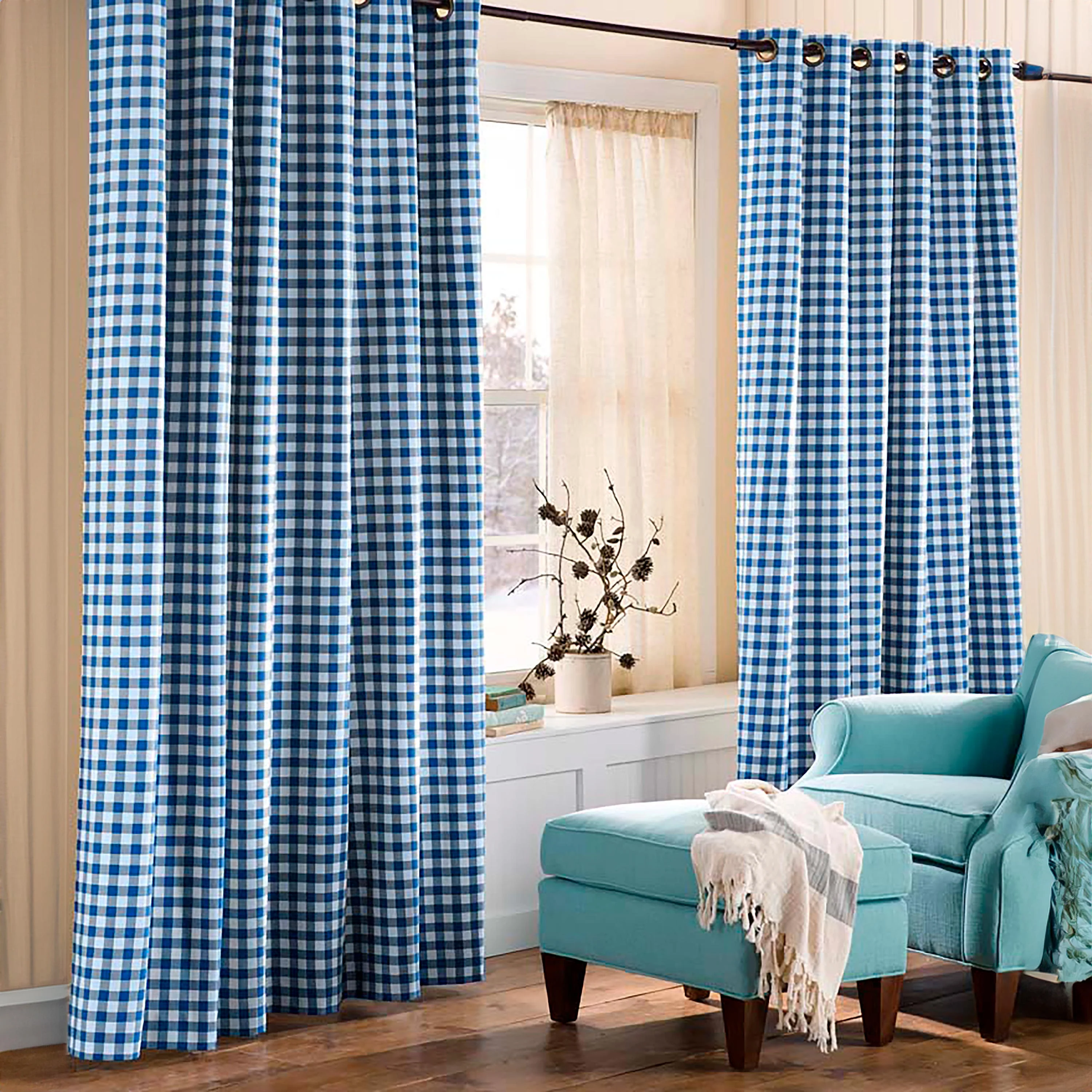 Thermalogic™ Check Grommet-Top Curtain Pair, 54"L - Image 3