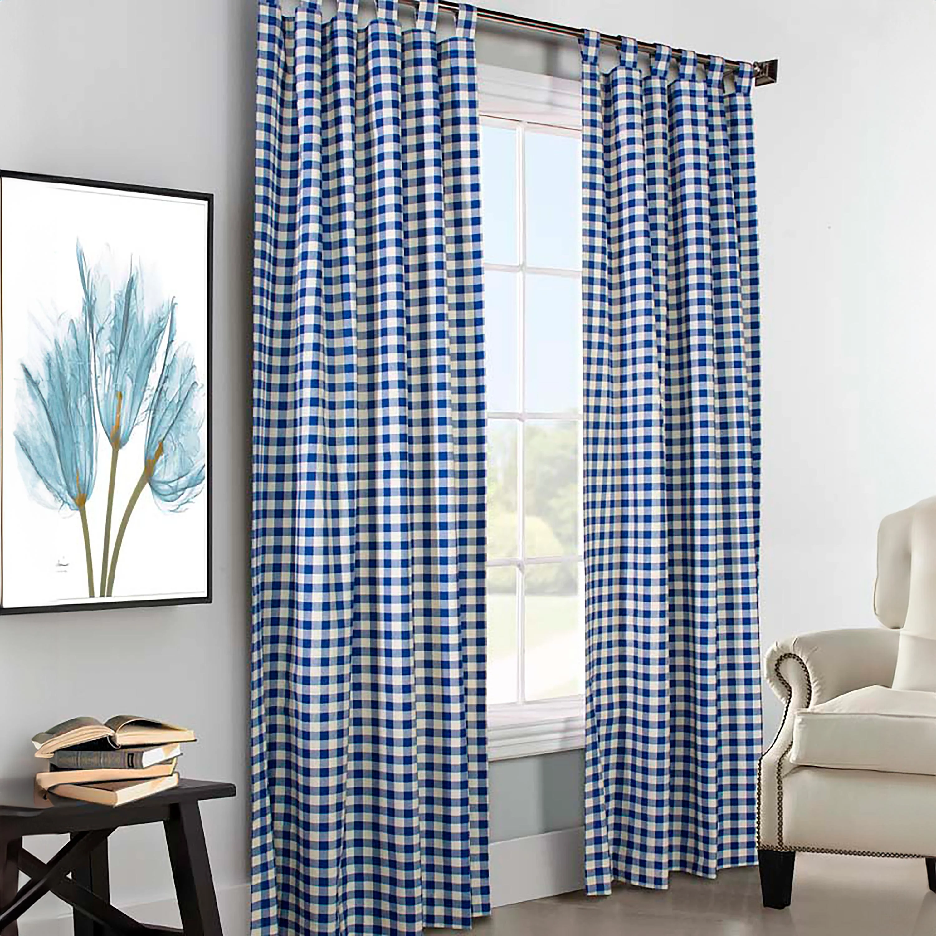 Thermalogic Check Tab-Top Curtain Pair, 95"L x 80"W - Image 2