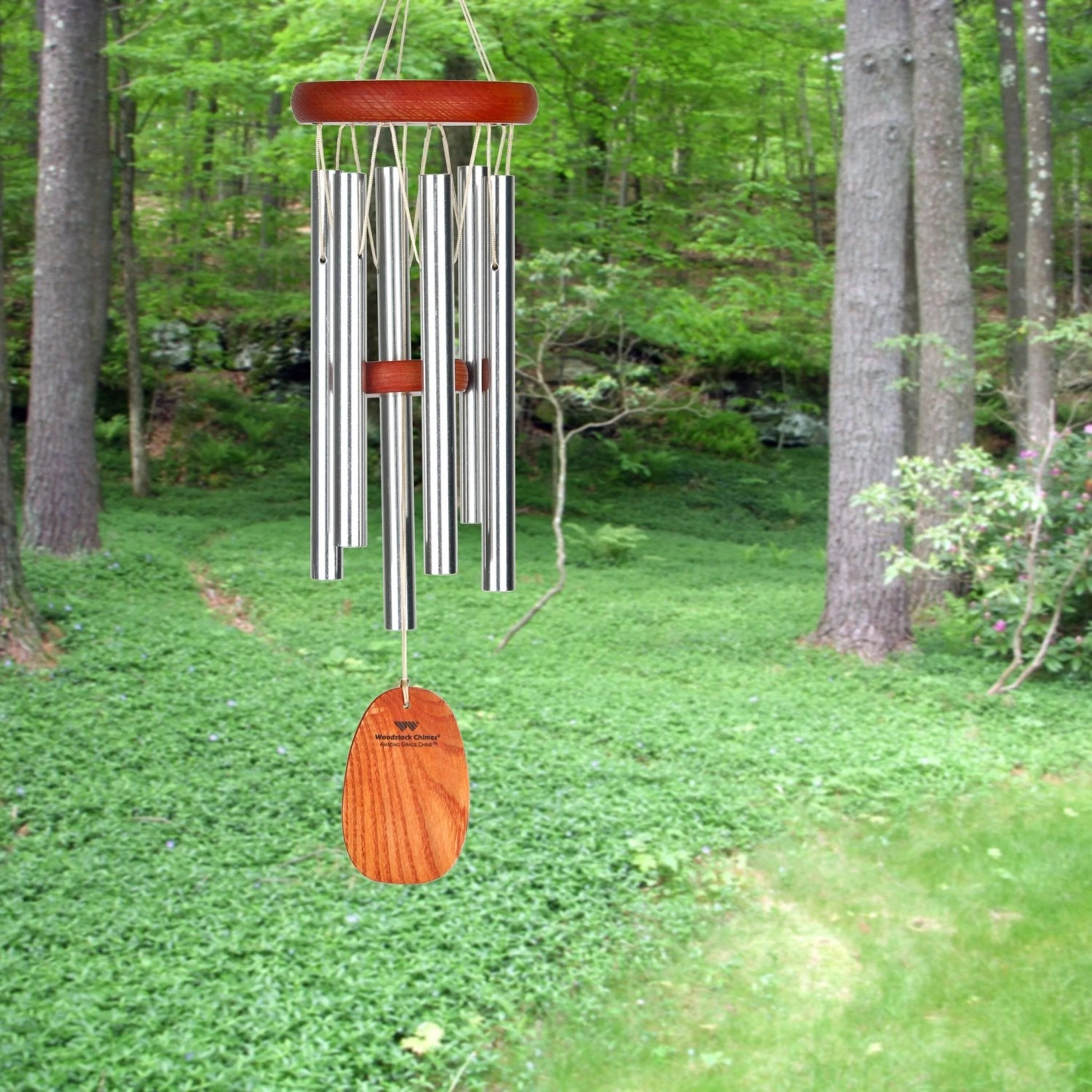 Small Weather-Resistant Aluminum and Bamboo Amazing Grace Tone Wind Chime