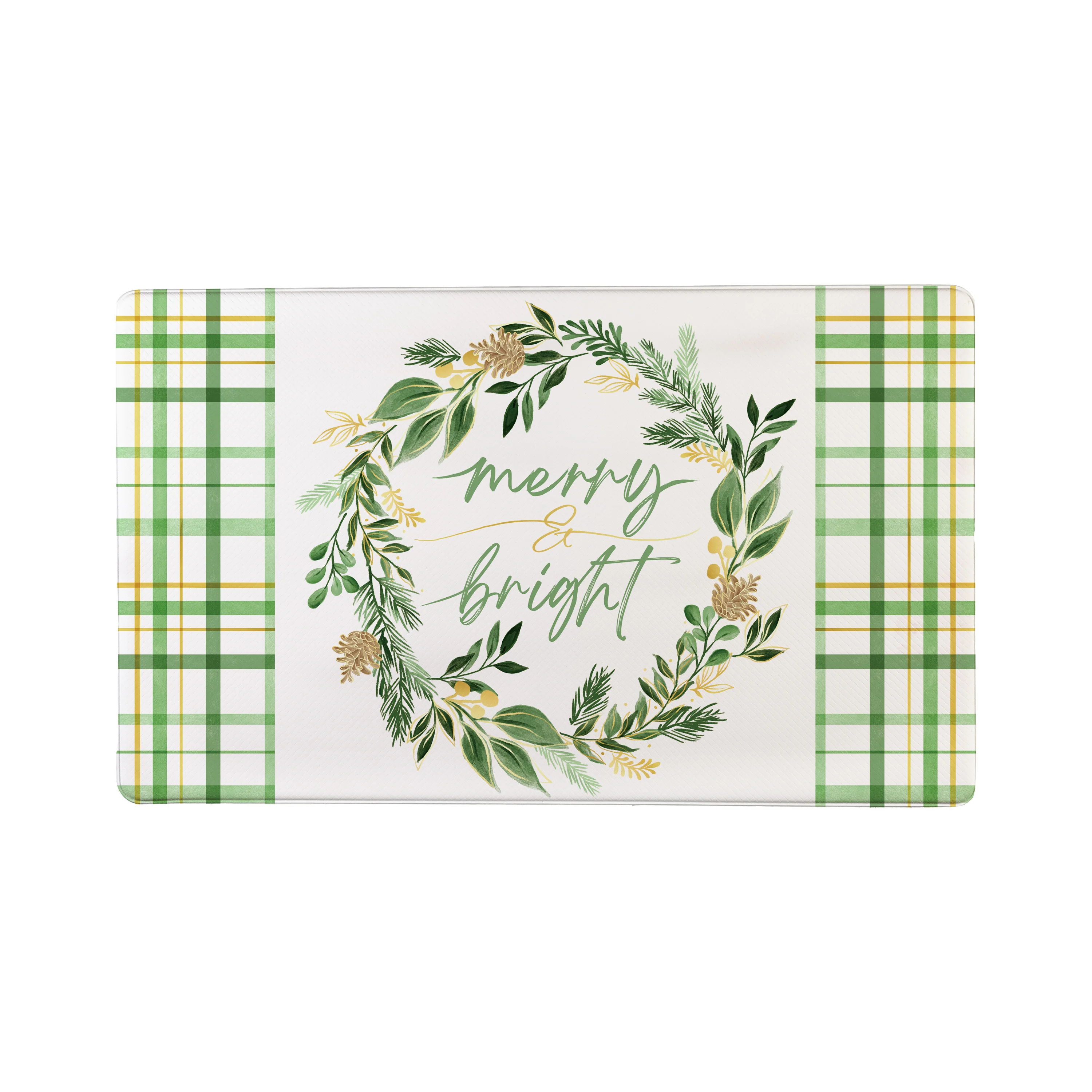 Shades of Green Wreath Anti-Fatigue Mat, "Merry Bright", 30"x18” - Image 2