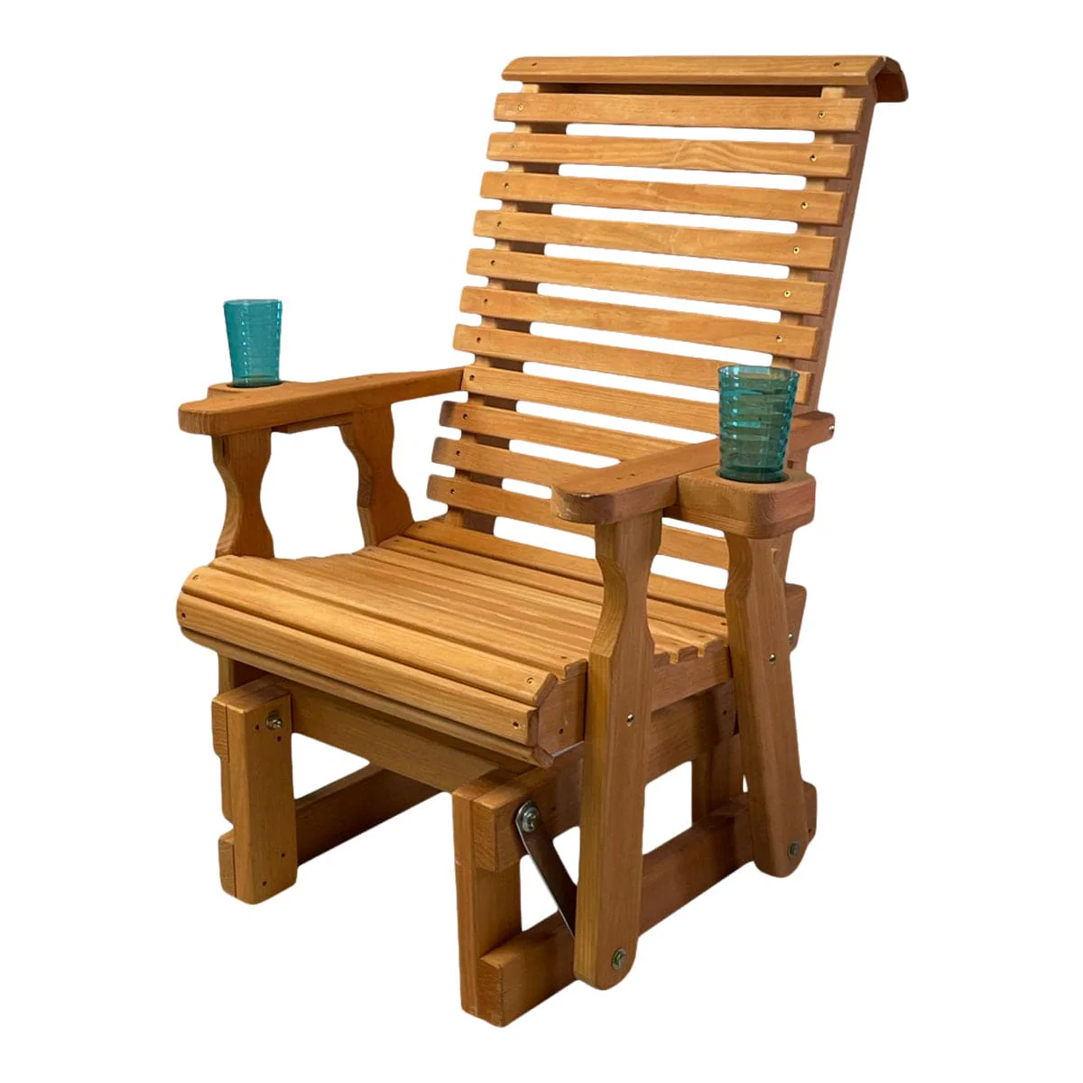 Amish Casual Heavy Duty 600 Lb High Back Roll Back Treated Glider Chair - Image 15