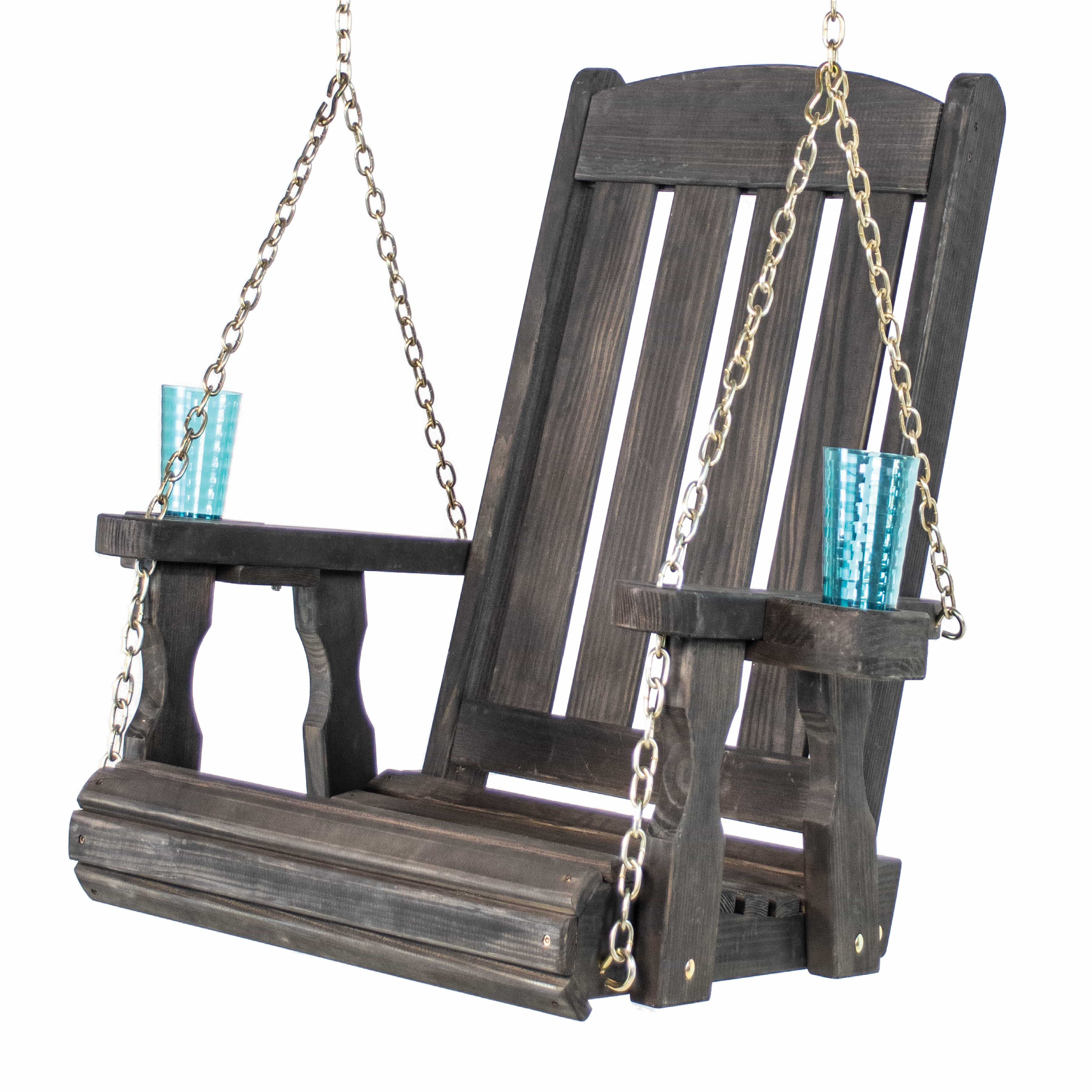 Heavy Duty Outdoor Wood Swing - Black Stain - Image 4