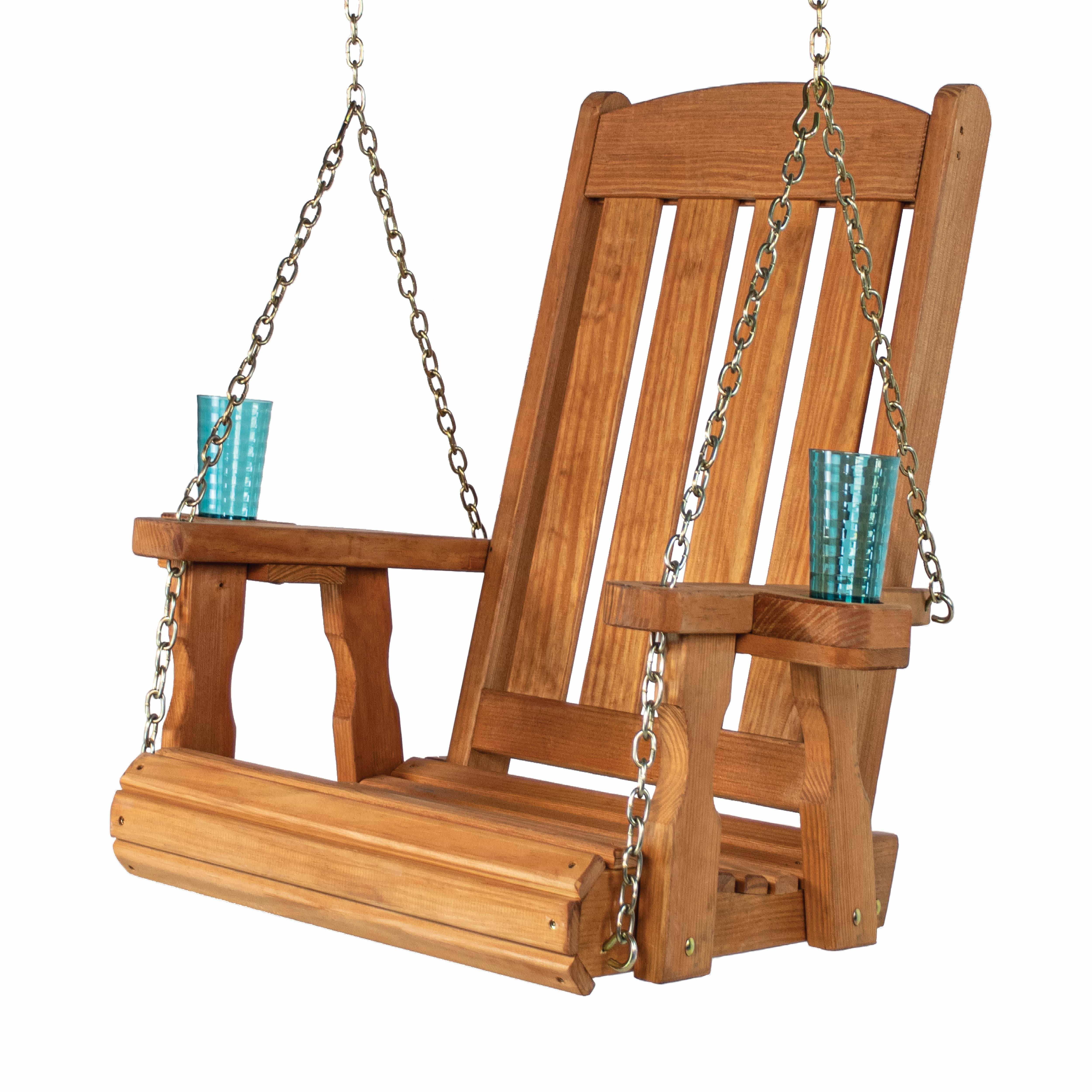 Heavy Duty Outdoor Wood Swing Chair - Cedar Clearcoat - Image 3