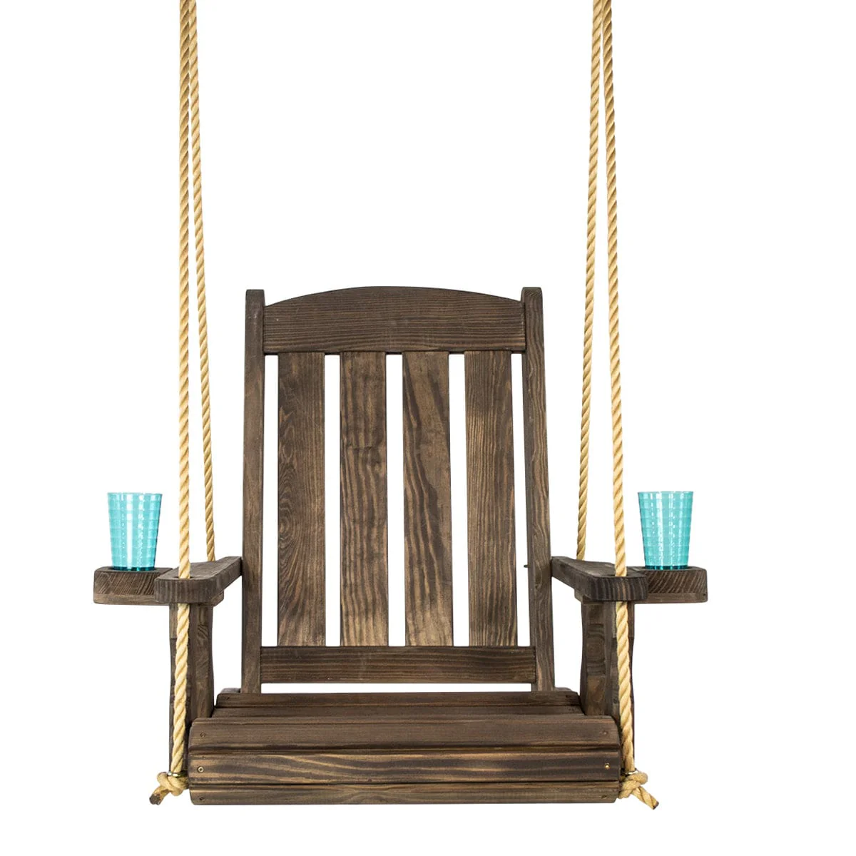 Outdoor Wood Swing Chair - Dark Walnut - Image 3