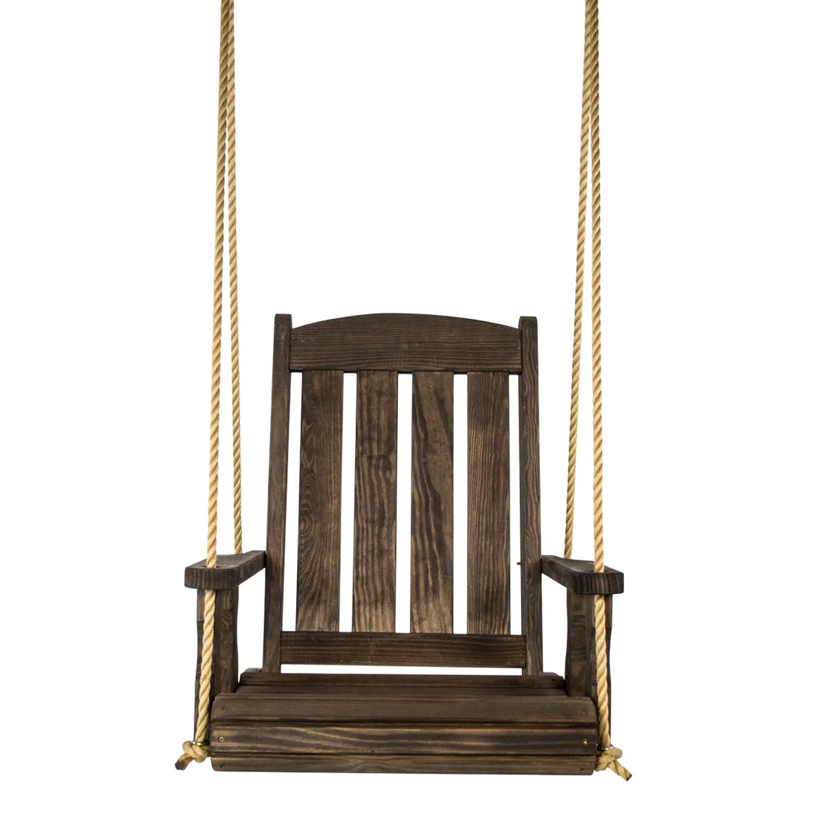 Outdoor Wood Swing Chair - Dark Walnut - Image 4