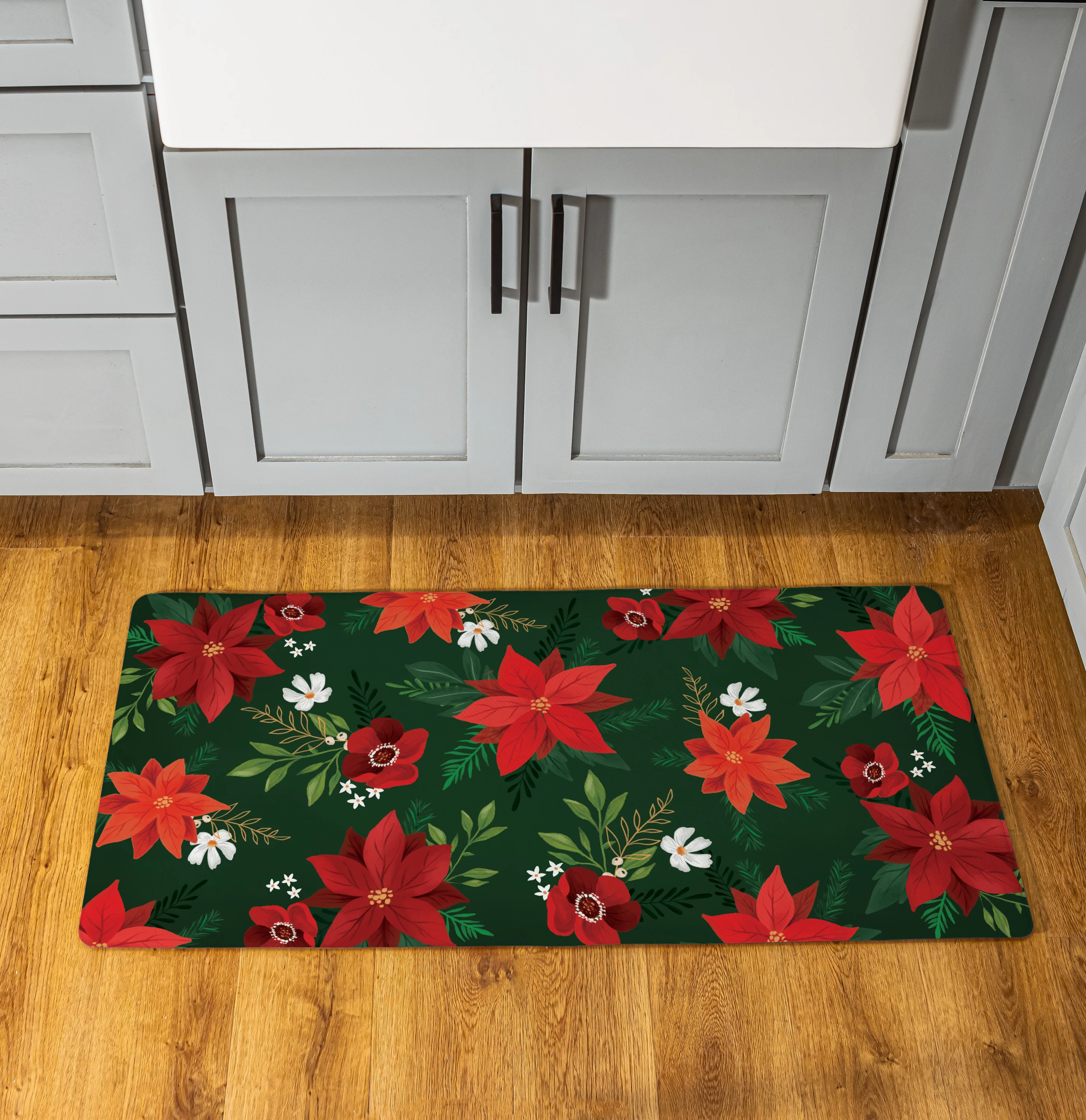 Holly Homestead Flower with Leaf Anti-Fatigue Mat, 40"x20"