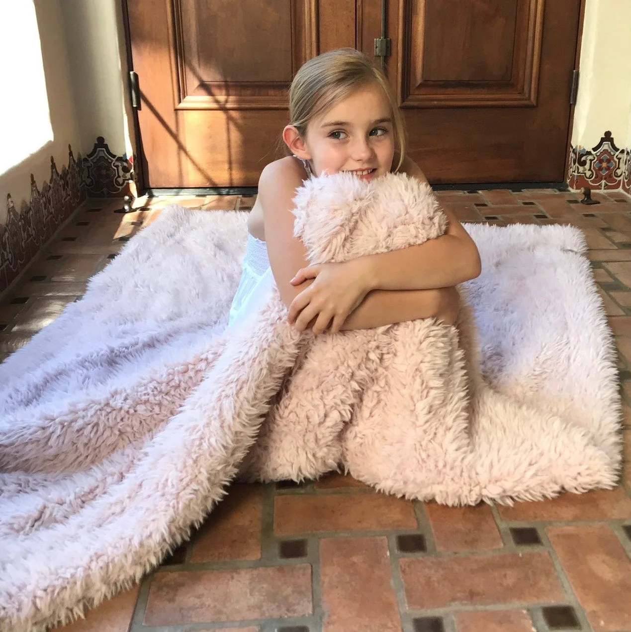 Angel Plush Blanket, 48” x 72”, Dusty Pink - Image 4