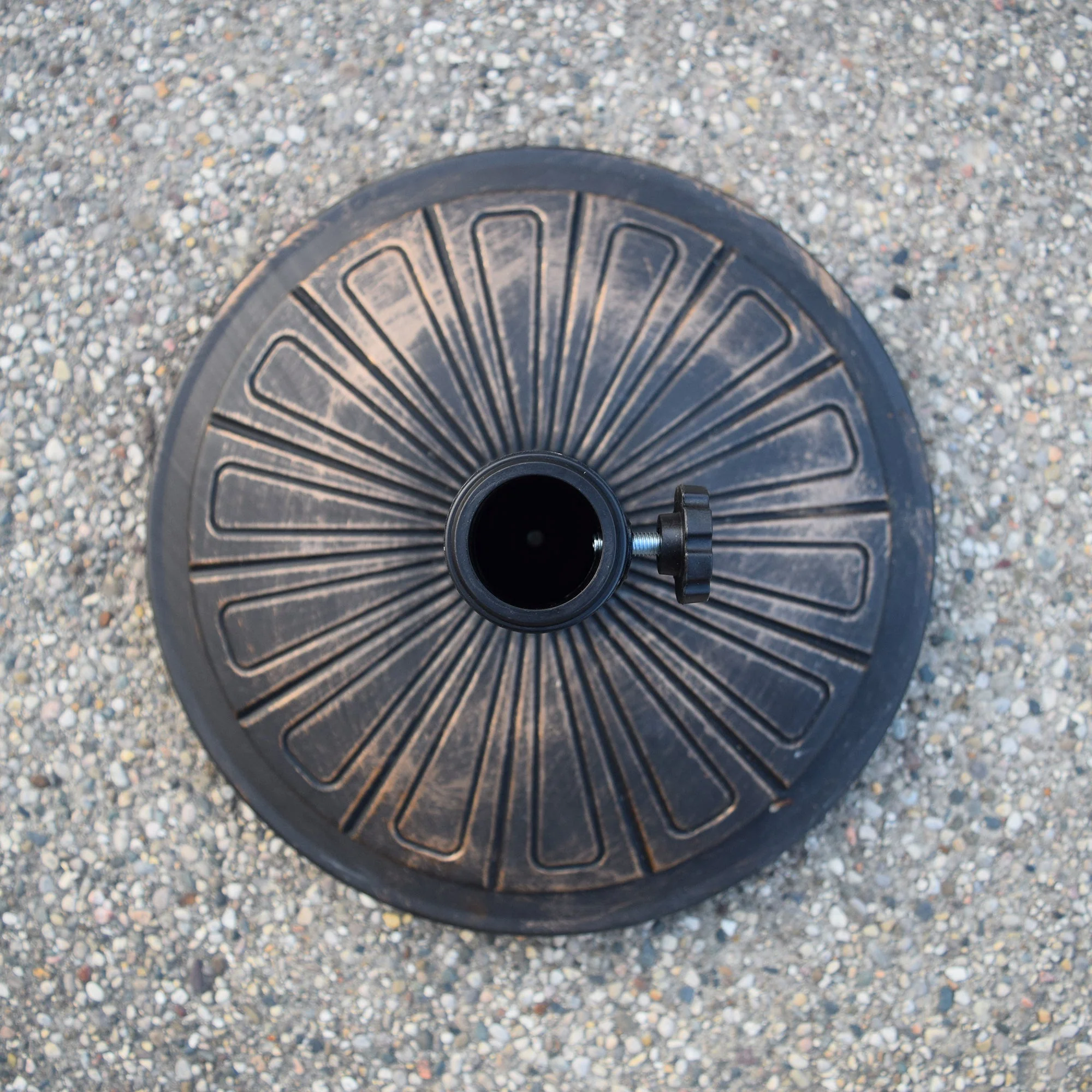 Antique Bronze 28 lbs Round Concrete Umbrella Stand Base Weight - Image 2