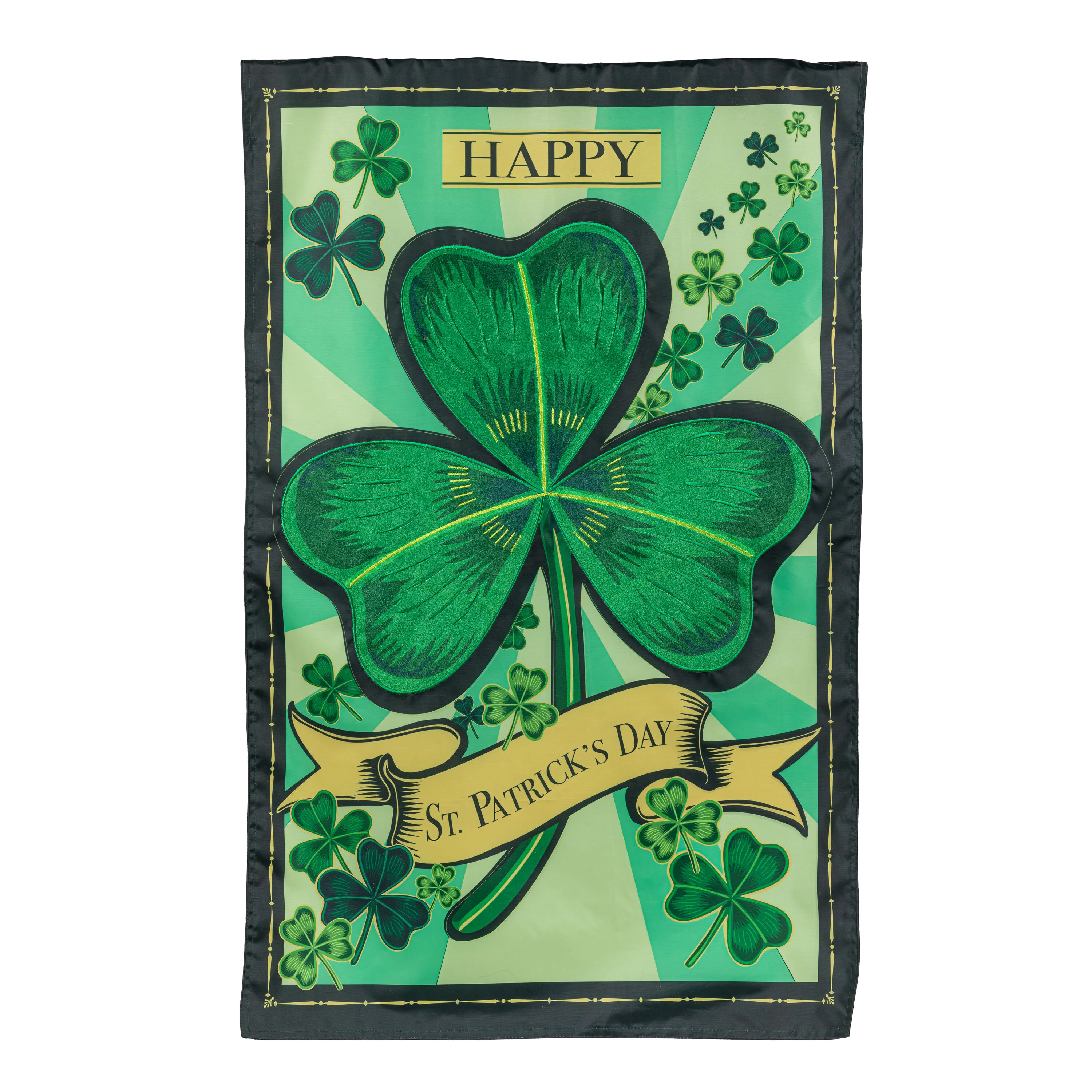 St Patrick's Day Shamrock Applique House Flag - Image 2