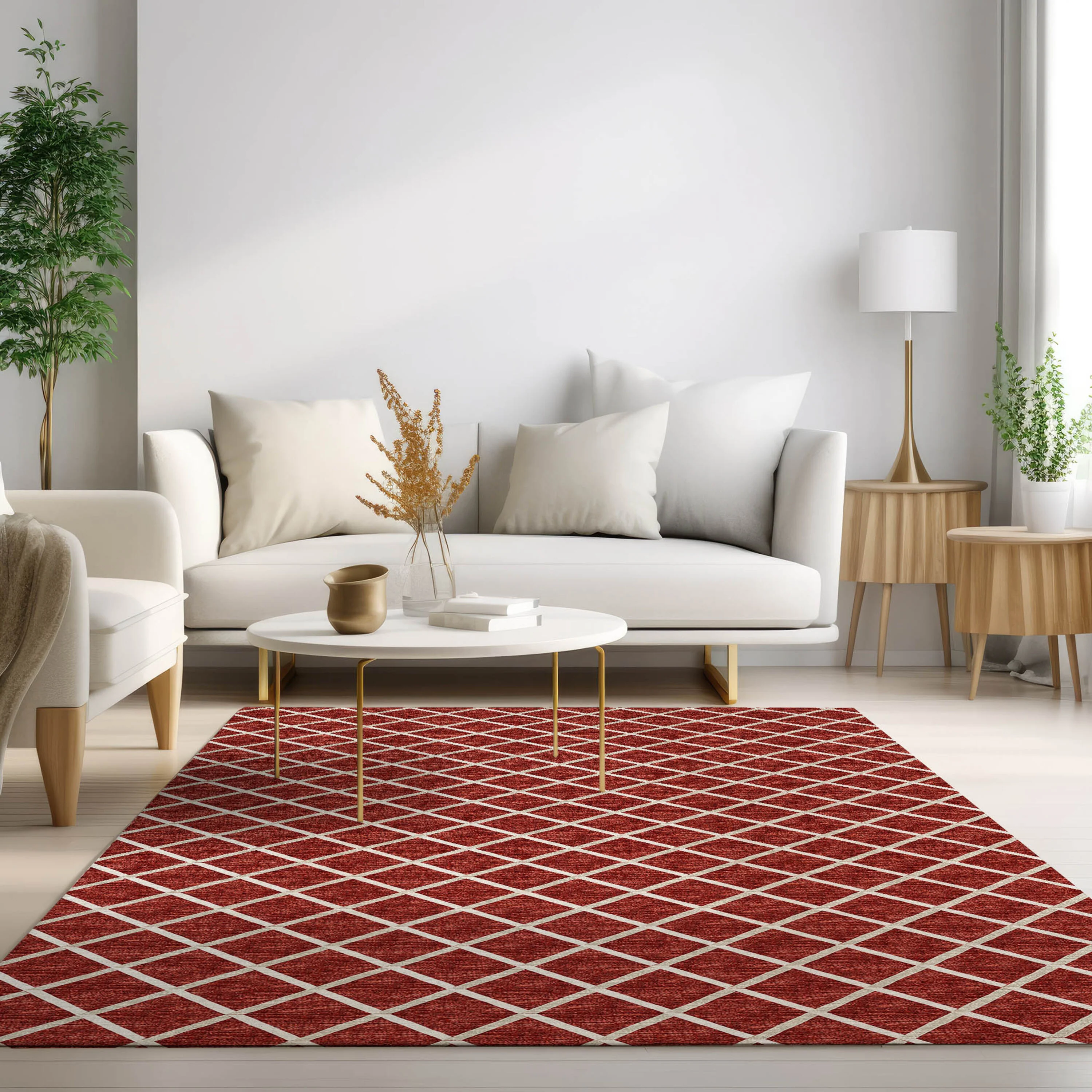 York Red Polyester Area Rug - Image 9