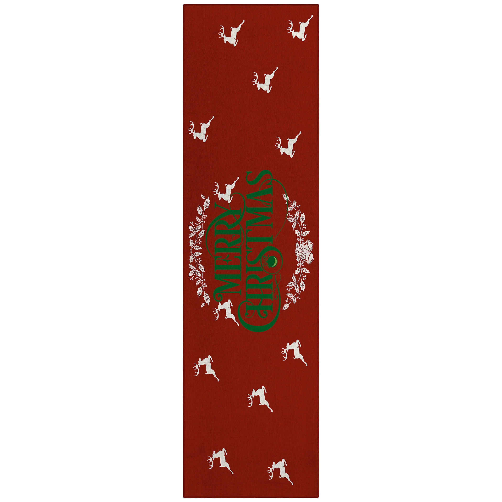 Wonderland Merry Christmas Red Polyester Area Rug - Image 7