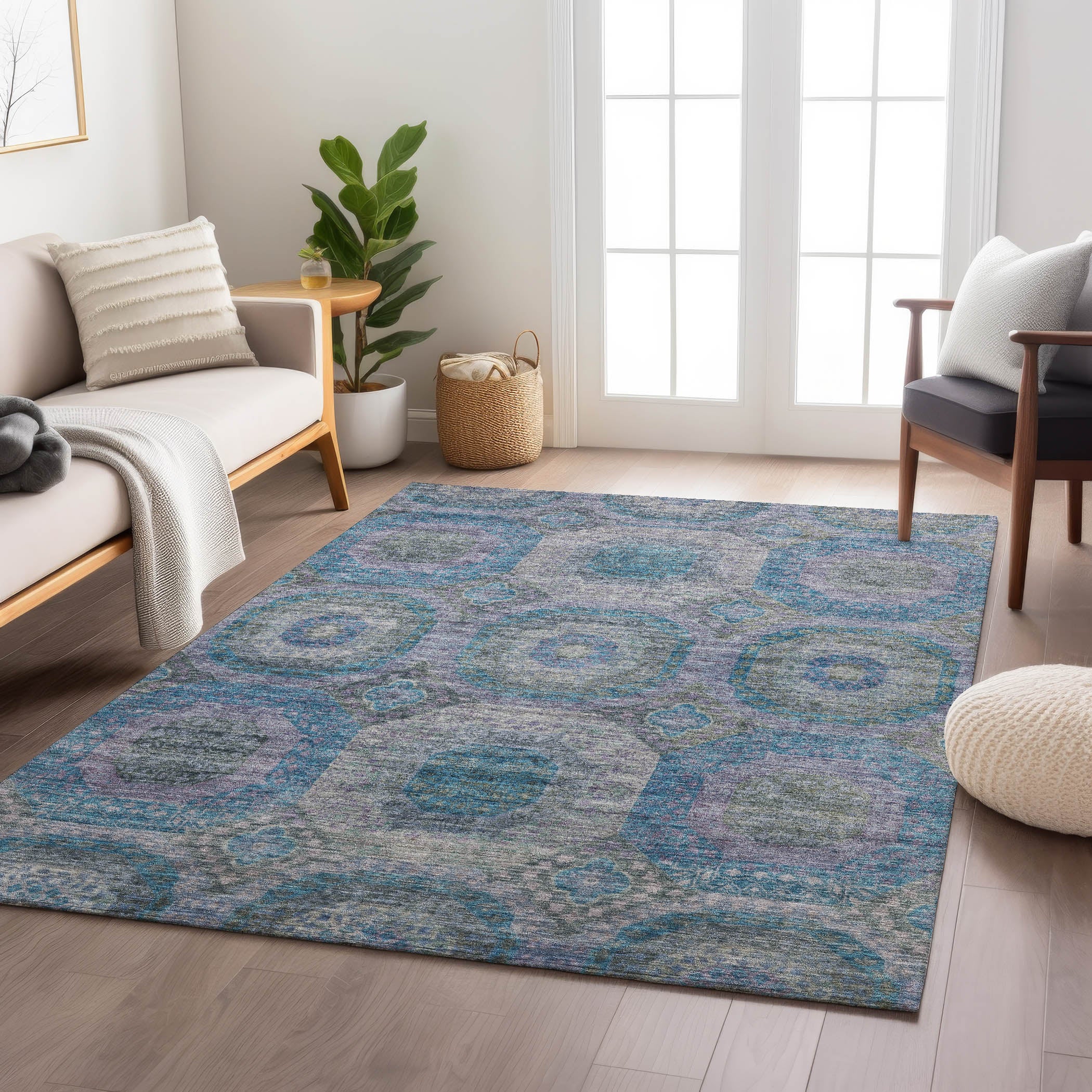 Karaj Circles Polyester Area Rug