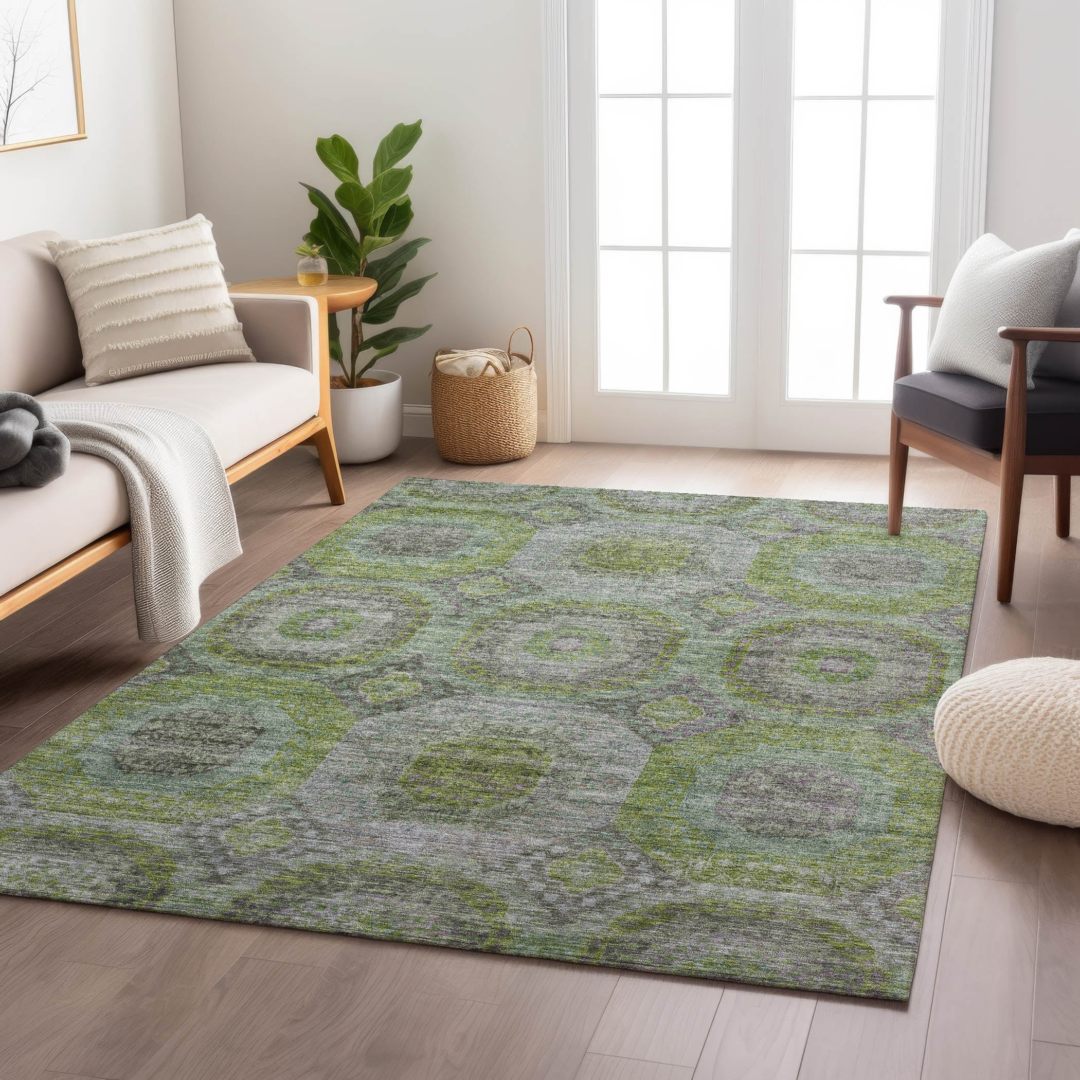 Karaj Circles Polyester Area Rug - Image 9