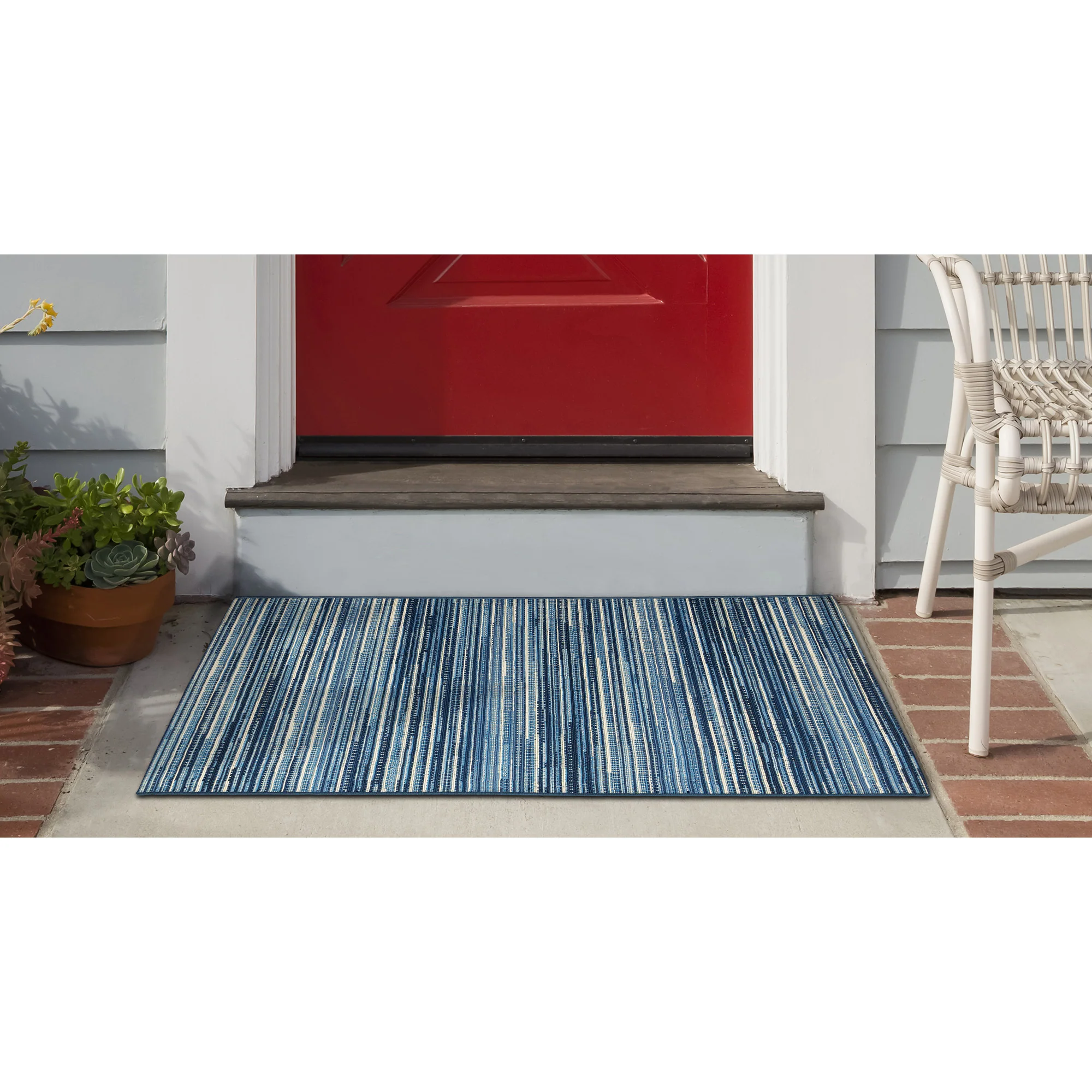 Liora Manne Marina Stripes Indoor/Outdoor Area Rug China Blue - Image 3