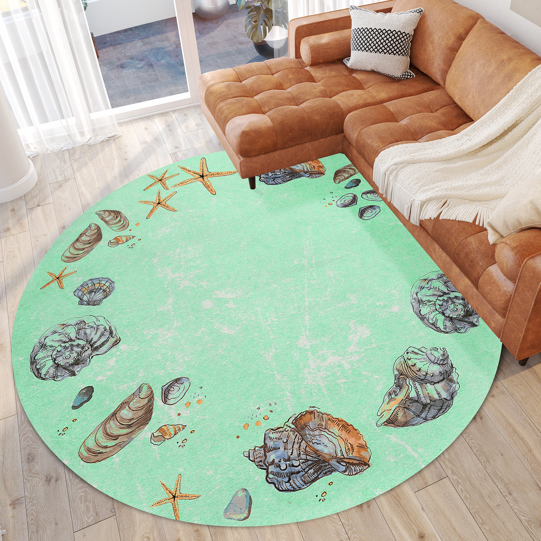 Seabreeze Seashell Polyester Area Rug - Image 25