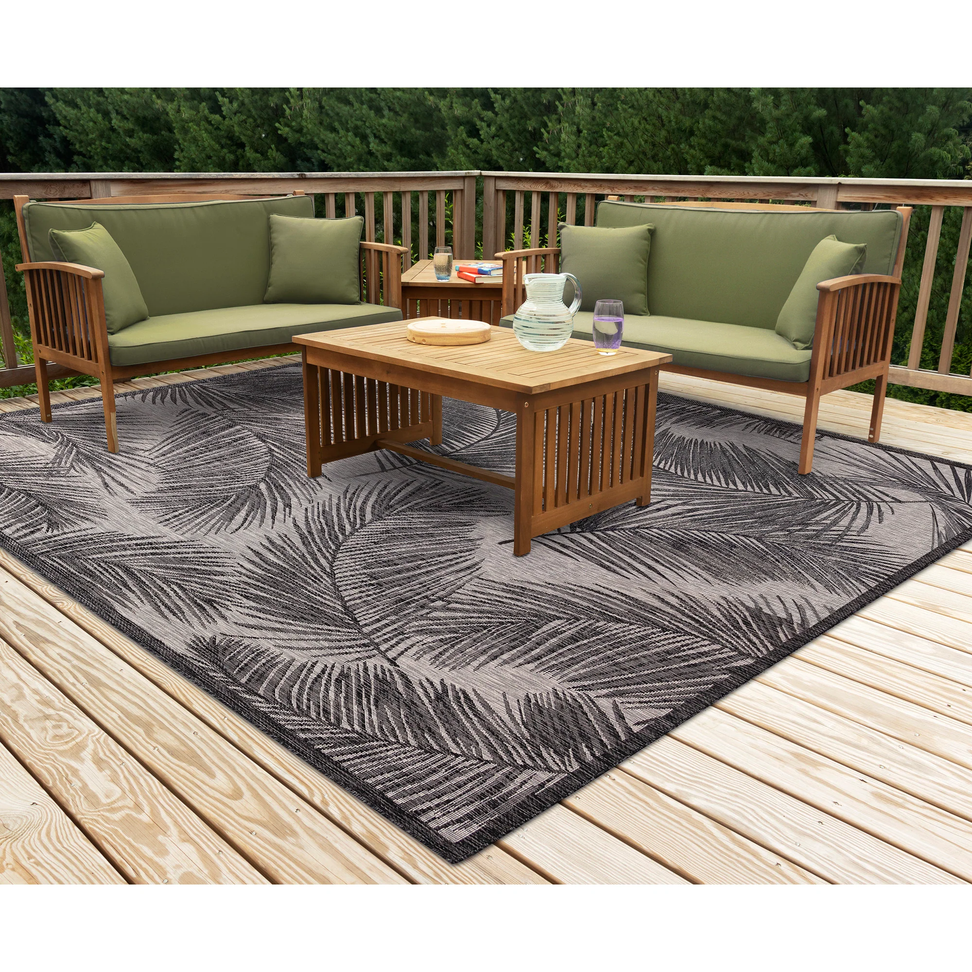 Liora Manne Carmel Fronds Indoor/Outdoor Area Rug Black - Image 6