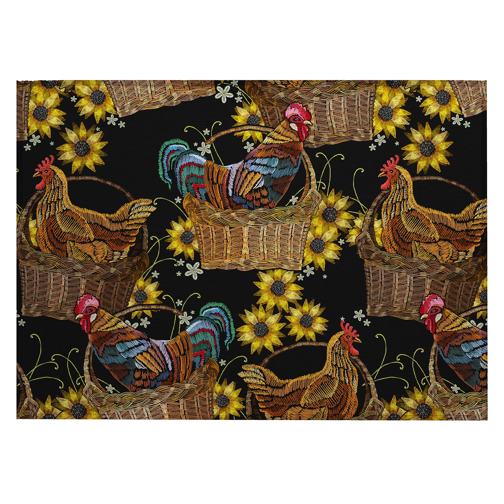 Kendall Farmhouse Rooster Polyester Area Rug - Image 2