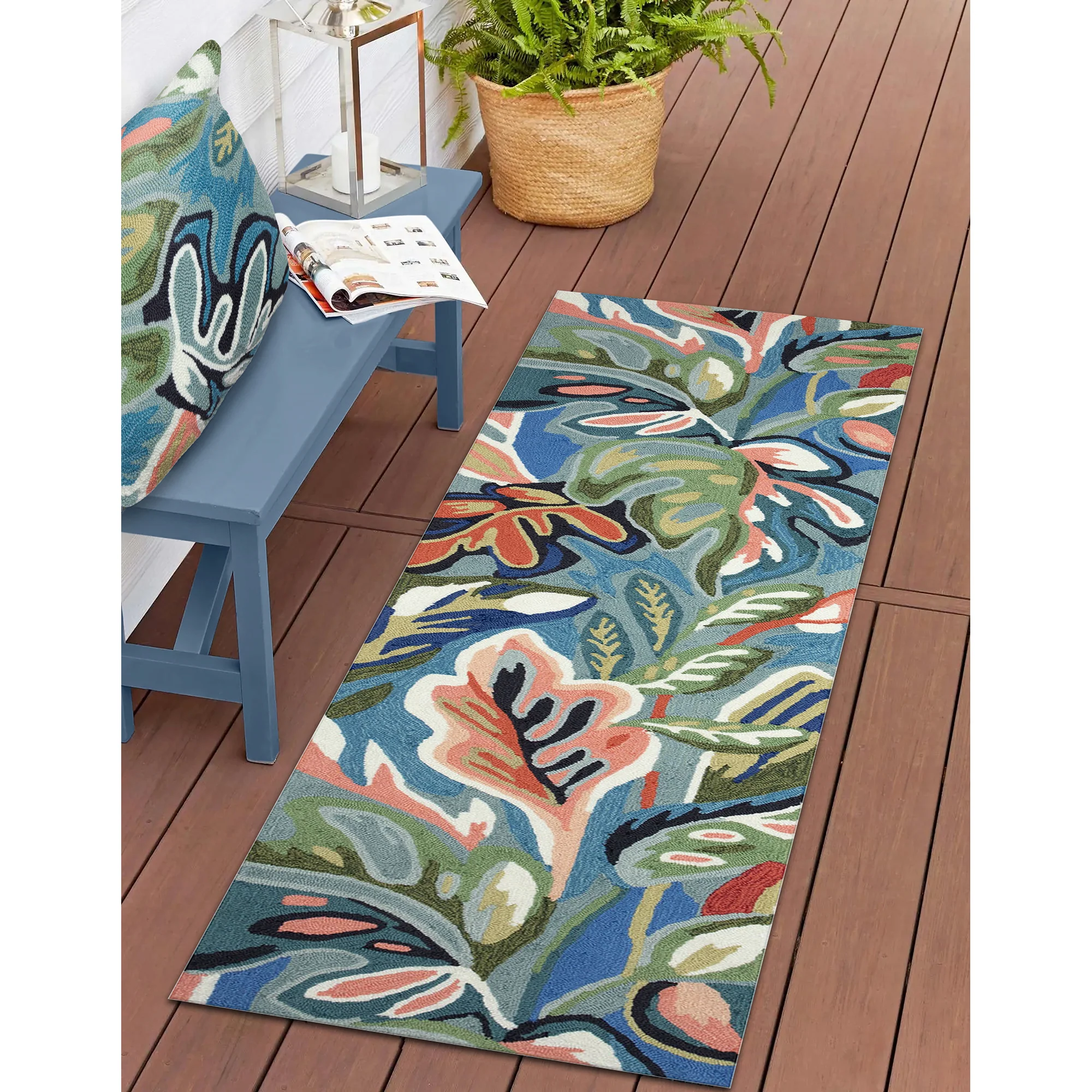 Liora Manne Capri On Holiday Indoor/Outdoor Area Rug Aqua - Image 3