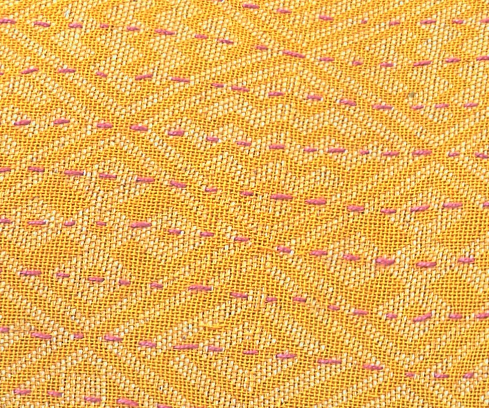 Artisan Hand Loomed Cotton Lumbar Pillow - Yellow Diamonds - Image 5
