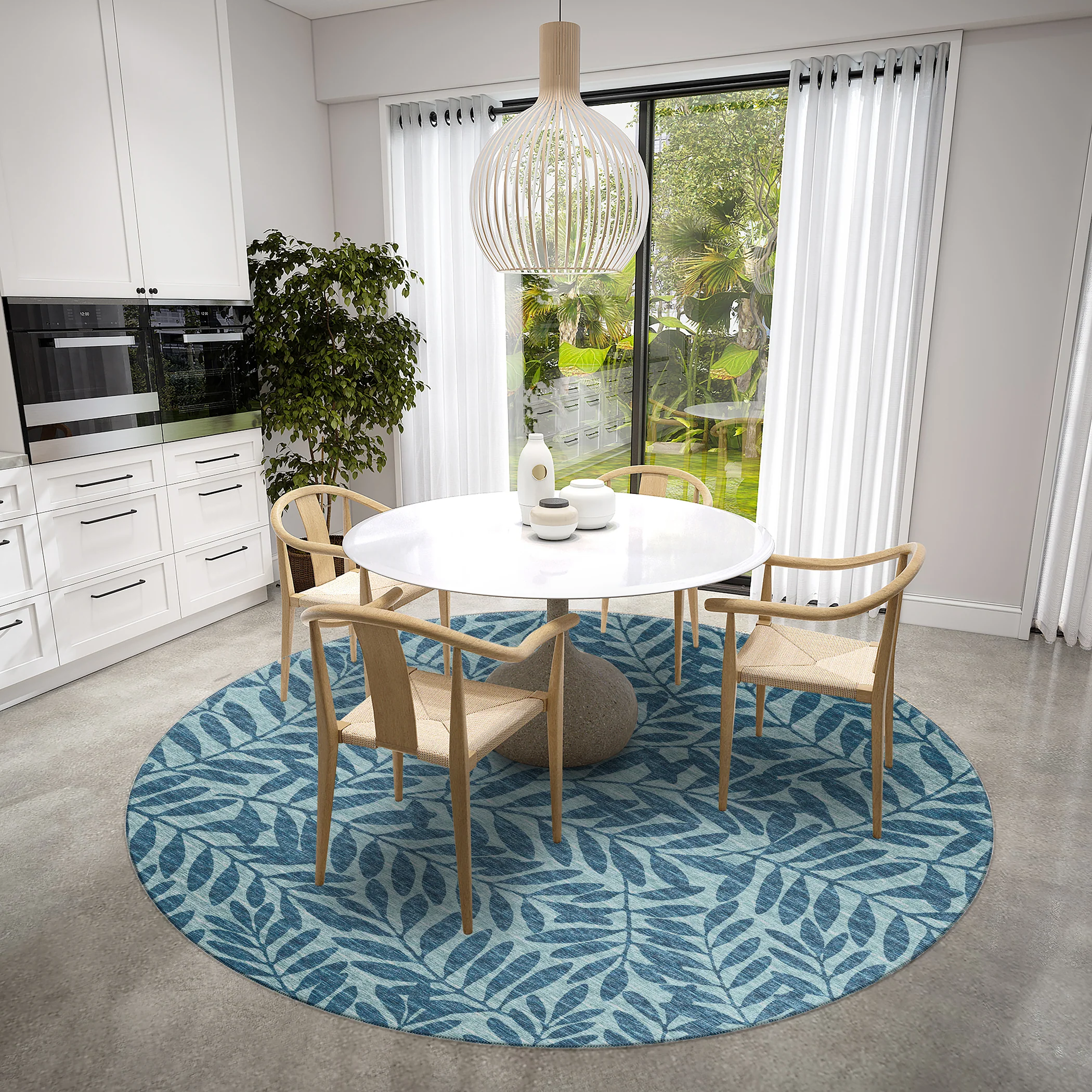 Sedona Leaf Patterned Polyester Area Rug