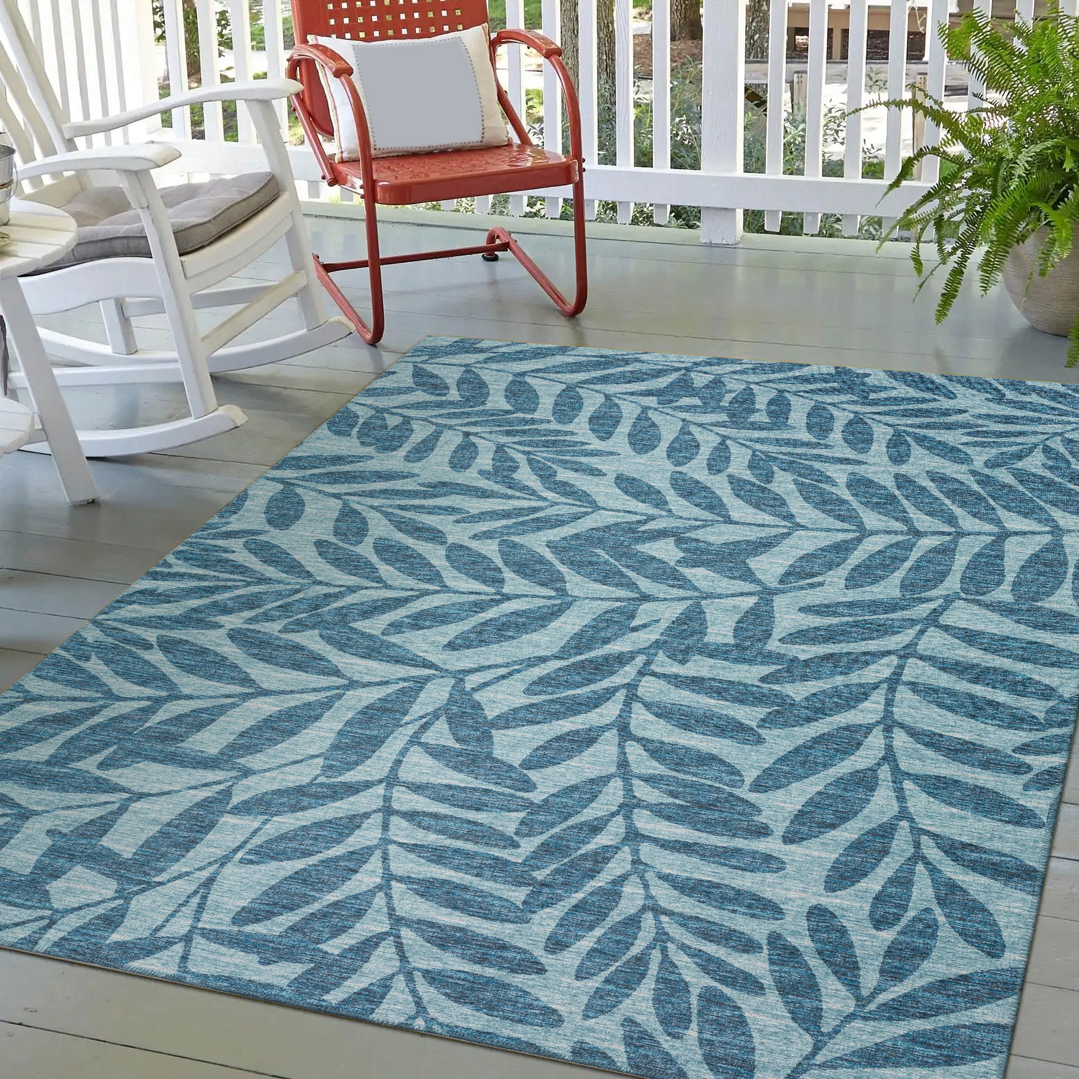 Sedona Leaf Patterned Polyester Area Rug - Image 2