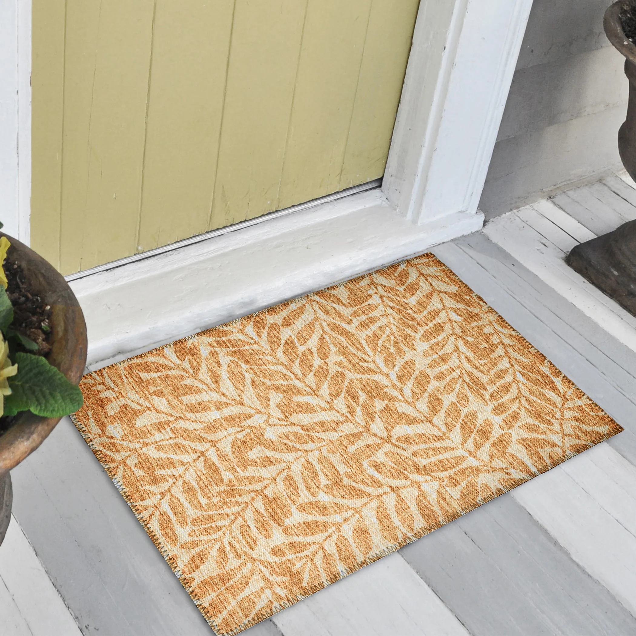 Sedona Leaf Patterned Polyester Area Rug - Image 41