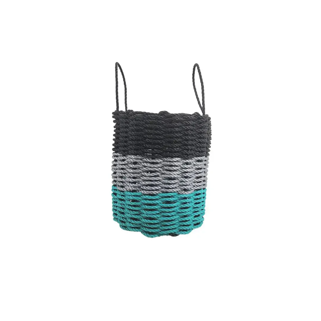 Authentic Maine Lobster Rope Storage Basket Teal, Gray, Black - Image 3