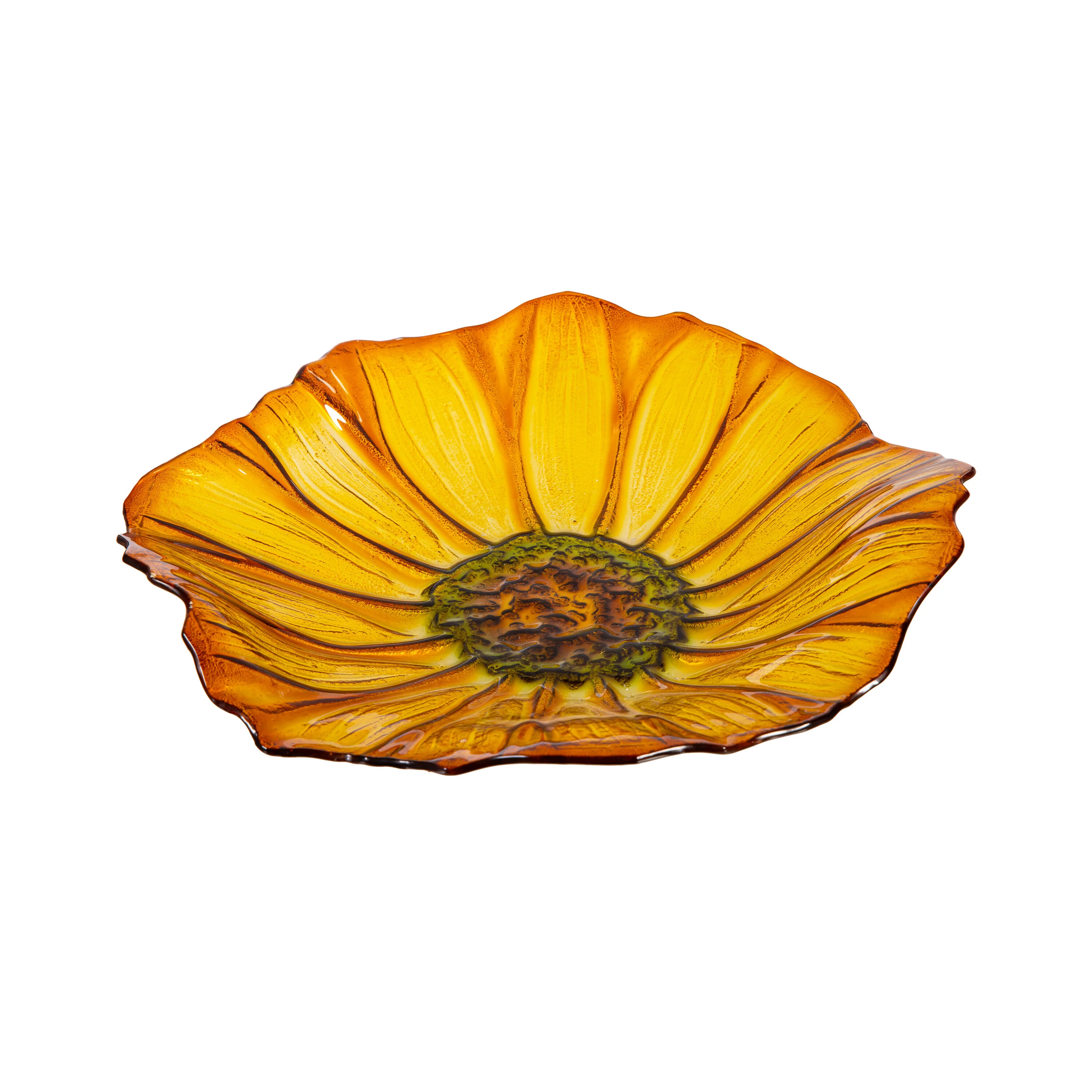 Petal & Plow Birdbath, Sunflower Glass Birdbath, 16" - Image 3