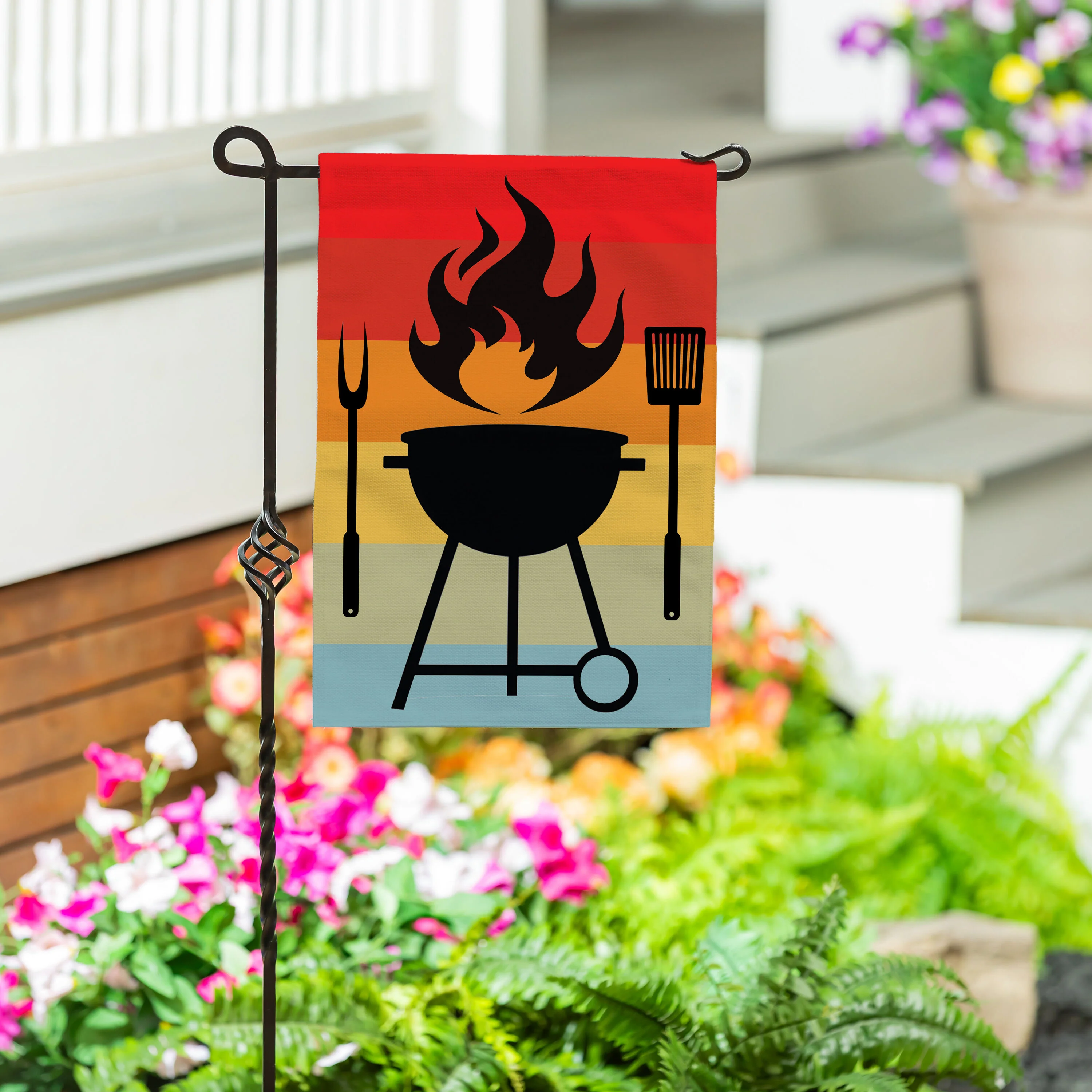 Gradient Grill Burlap Garden Flag - Image 2