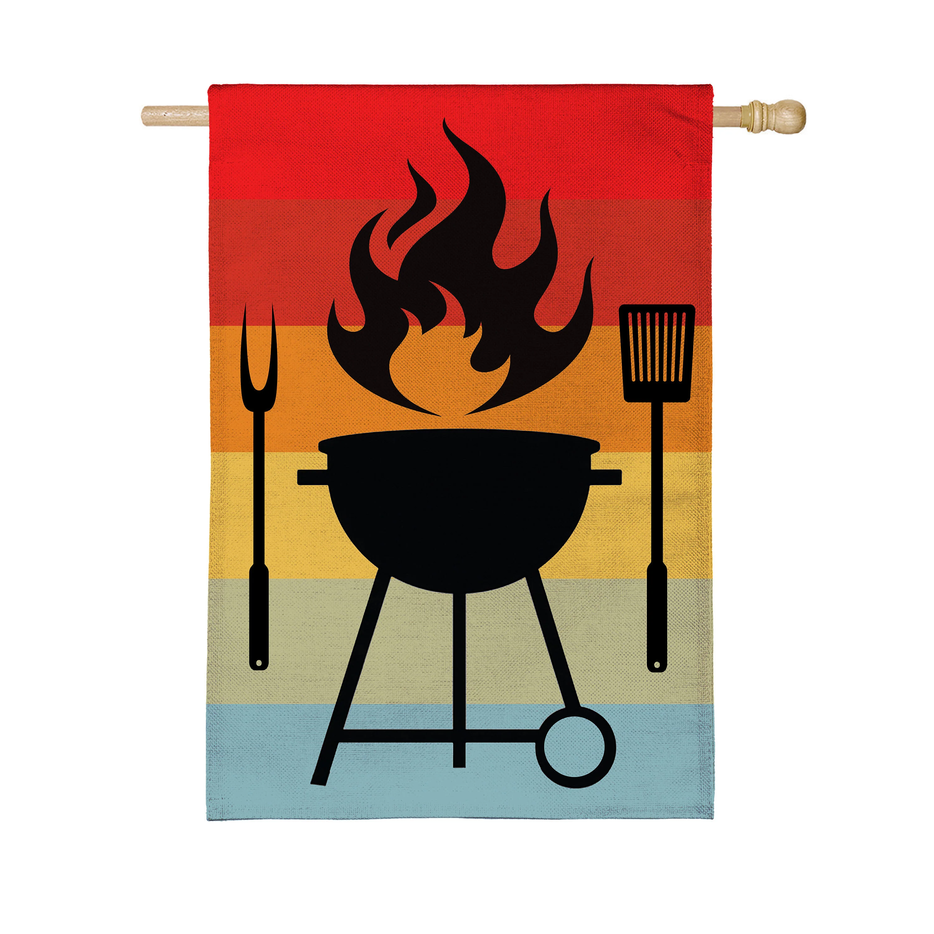 Gradient Grill Burlap House Flag - Image 2