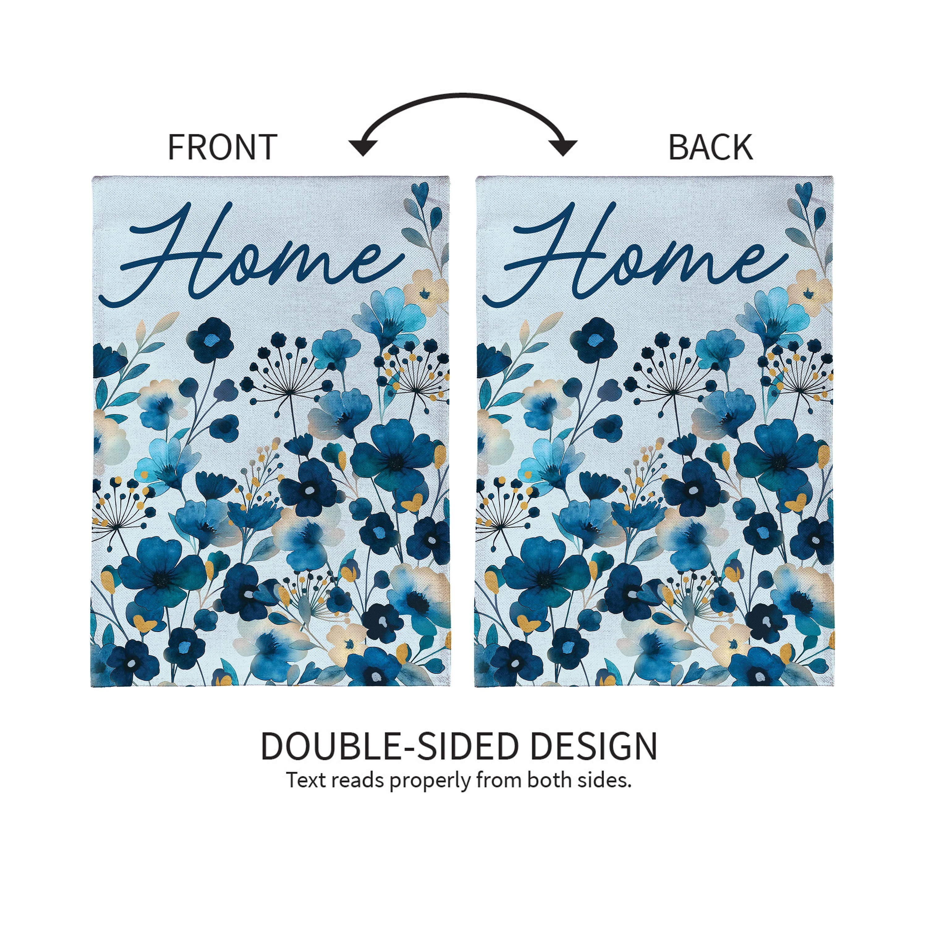 VivaStyle Gilded Meadow Burlap Garden Flag "Home" - Image 6