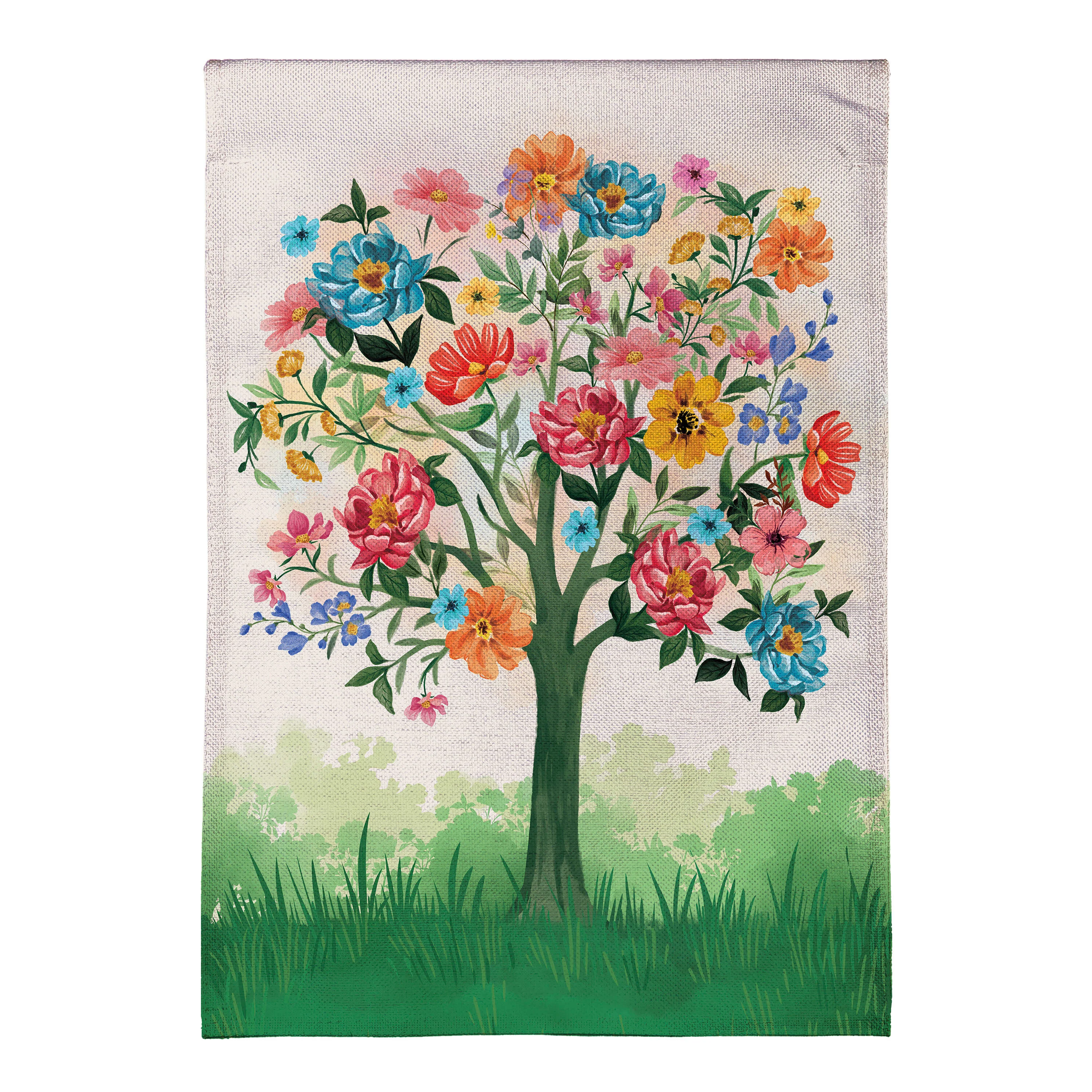 Blooming Tree of Life Burlap Garden Flag - Image 2