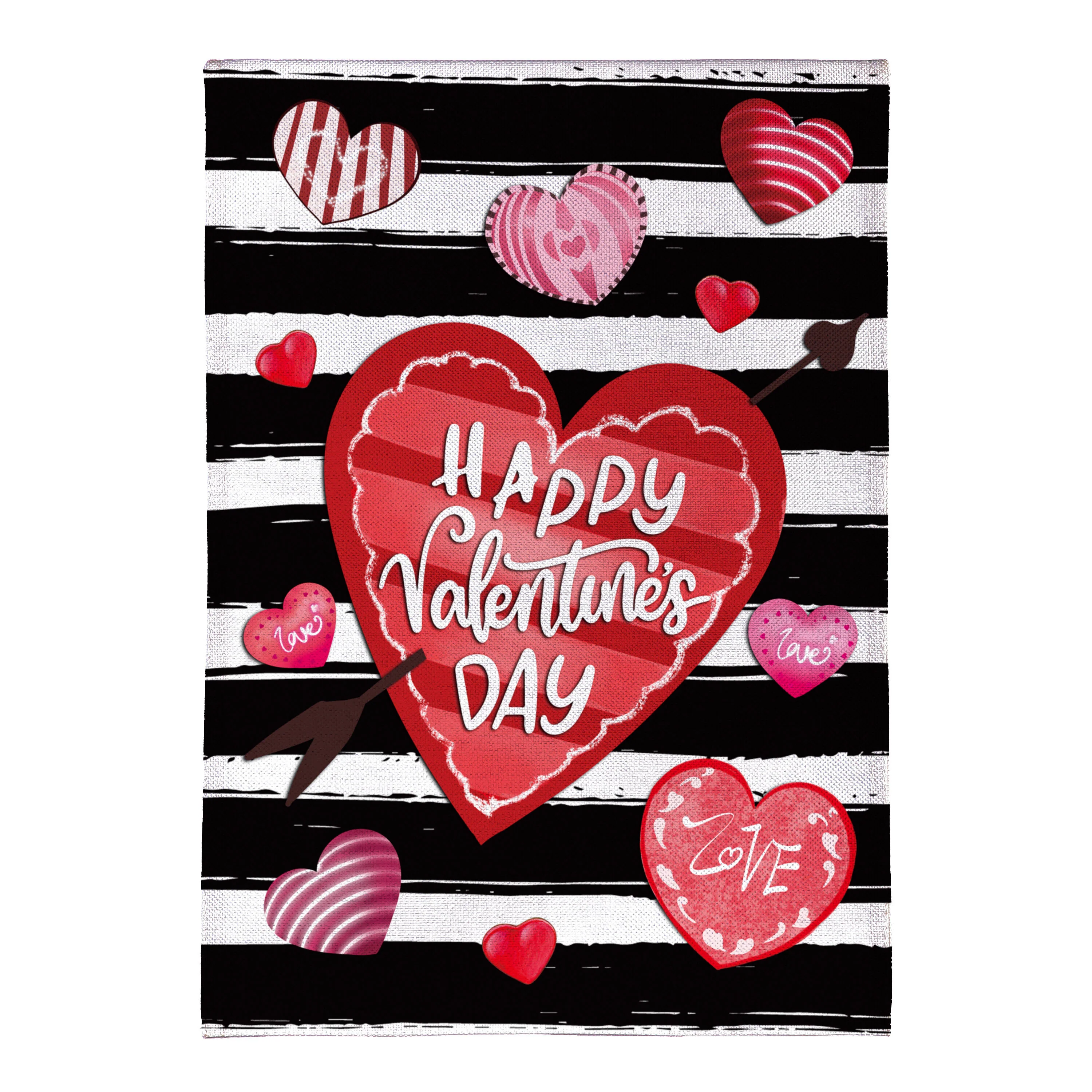 Striped Hearts Burlap Garden Flag - Image 2